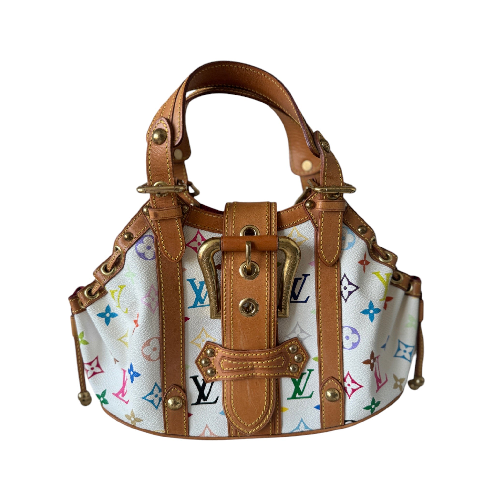 PRE-OWNED LV Theda Shoulder Bag in White Multicolor Monogram