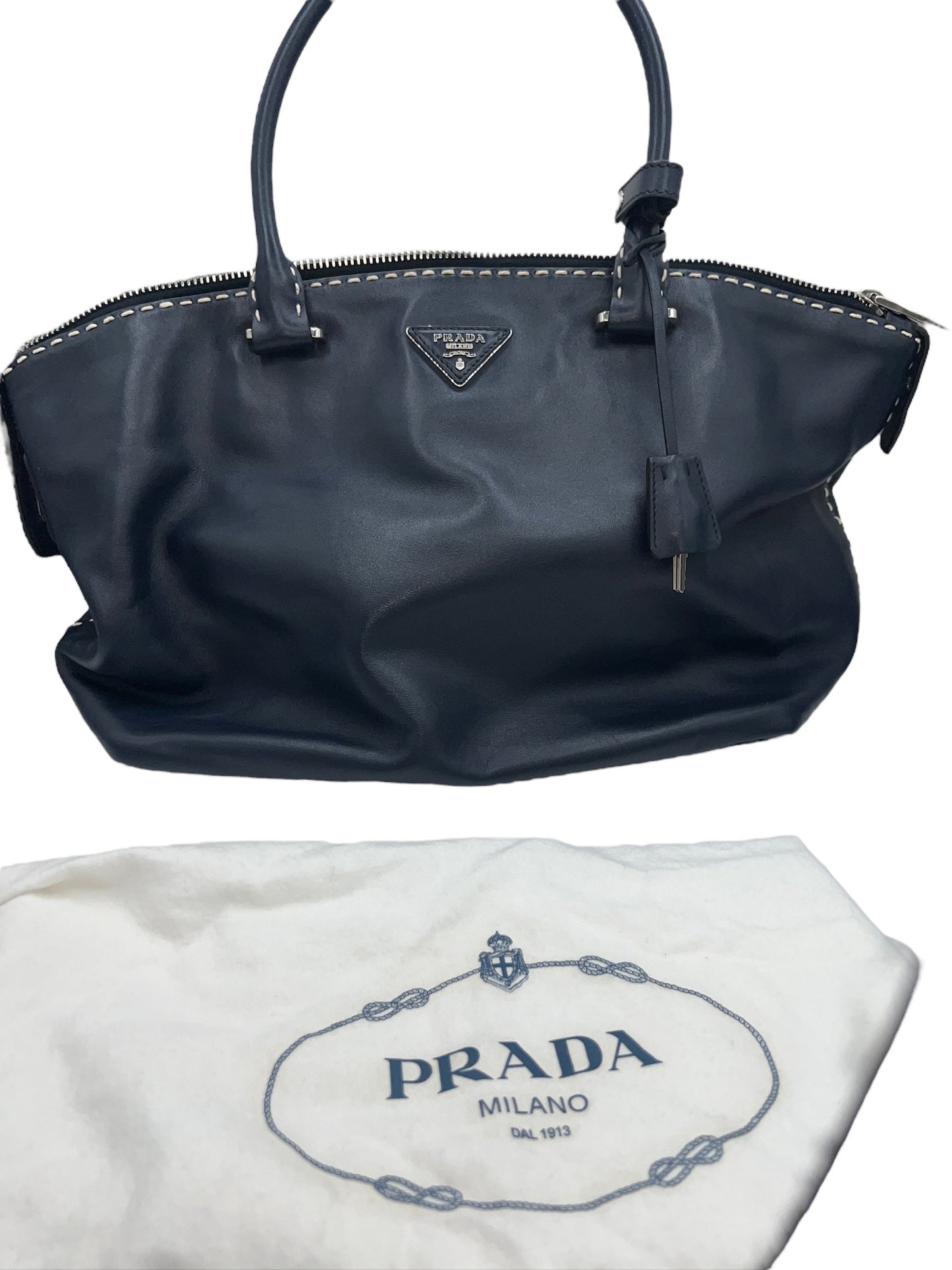 PRADA - Dark Navy Leather Handbag