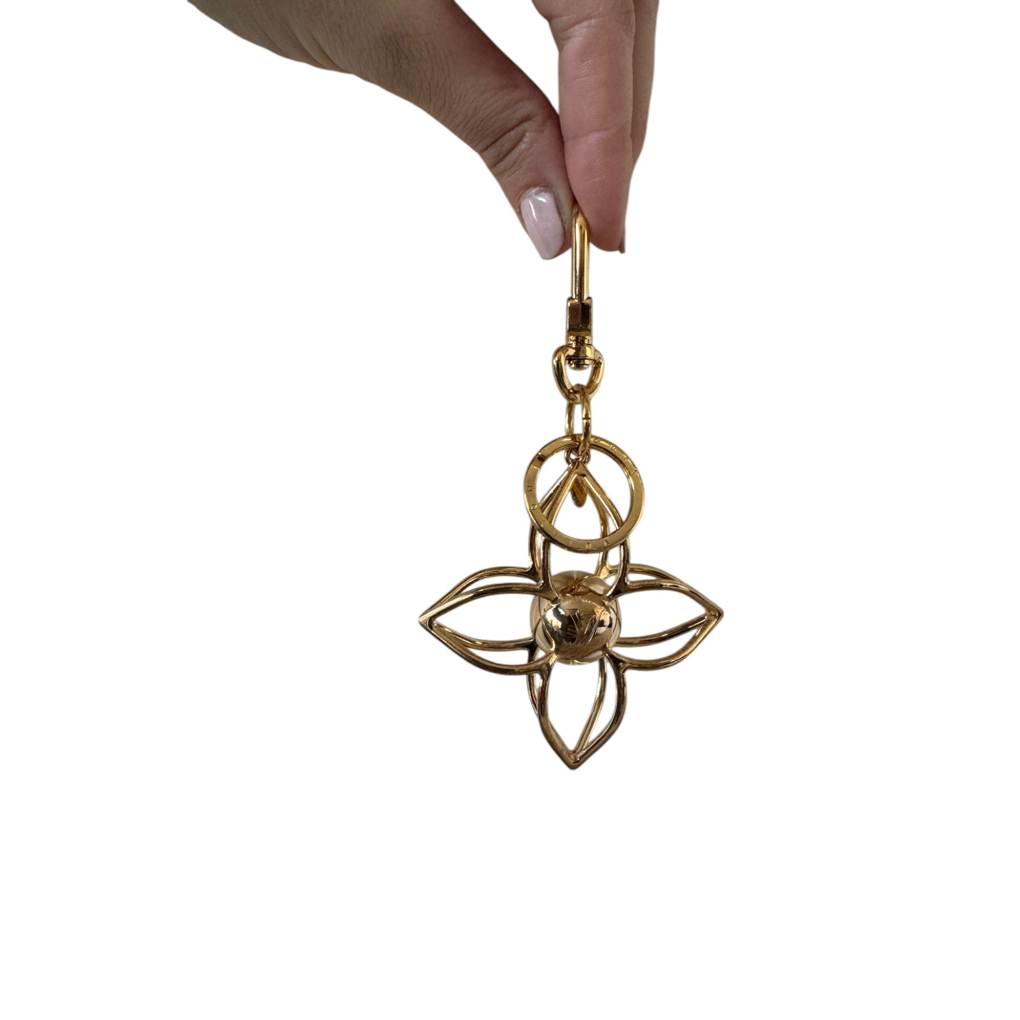 PRE-OWNED LV Gold Flower Bag Charm
