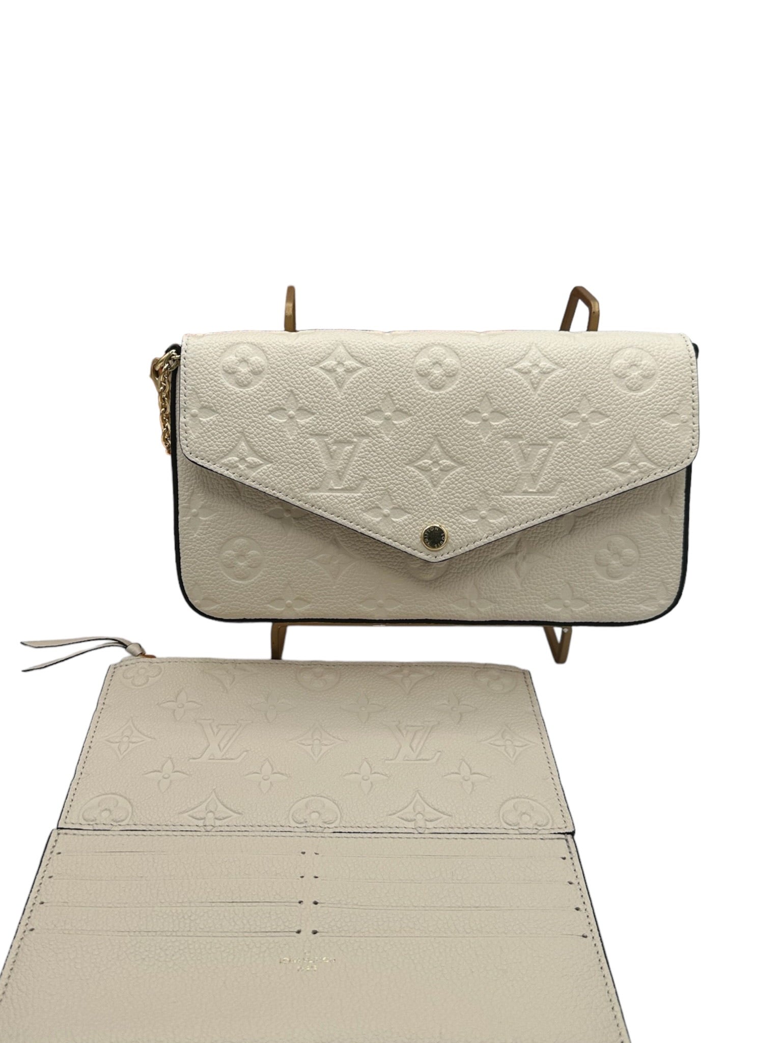 LOUIS VUITTON - Felicie Cream Monogram Empreinte Leather Crossbody Bag