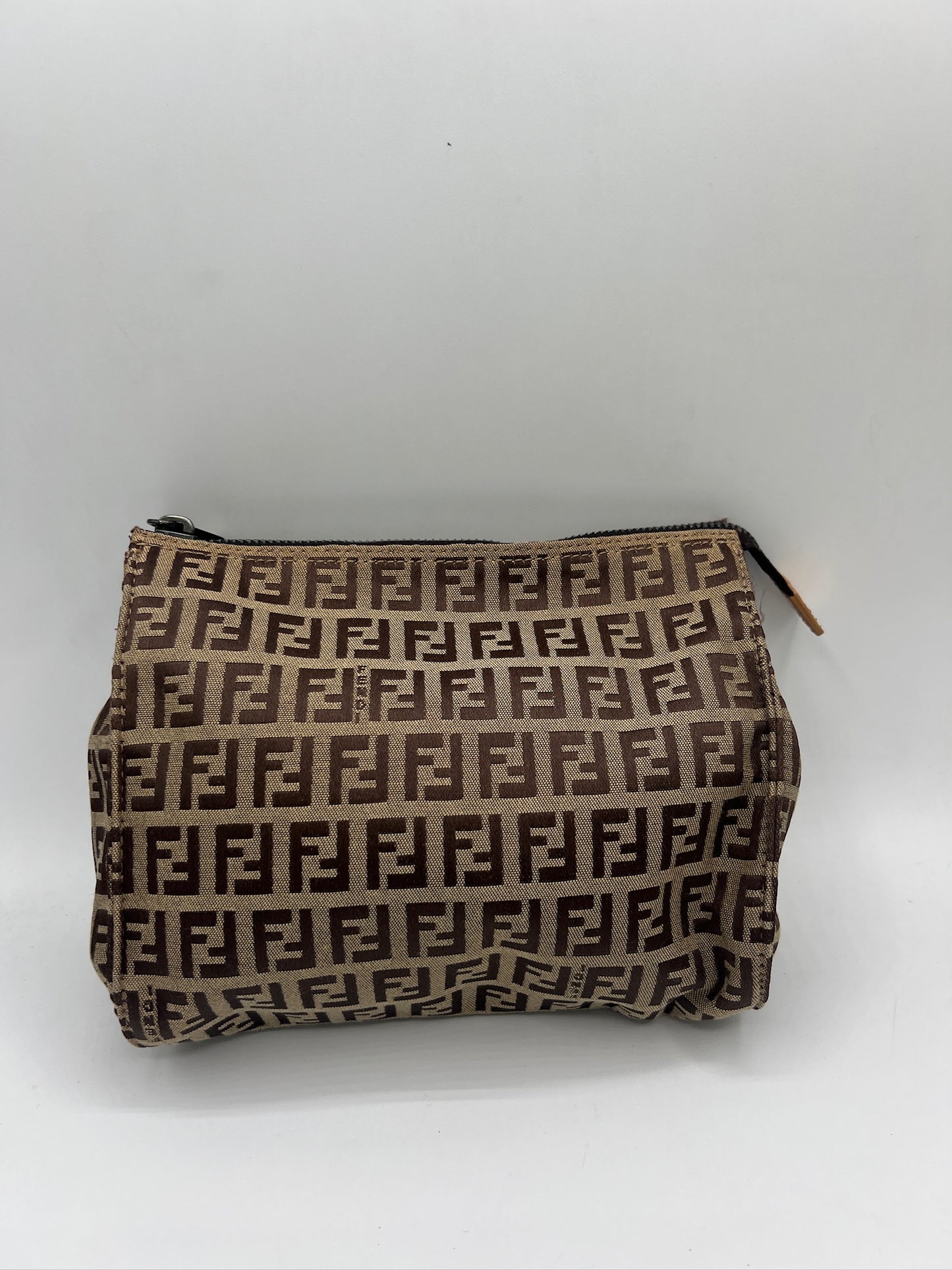 FENDI - Brown Dark Brown Jacquard Leather Pouch