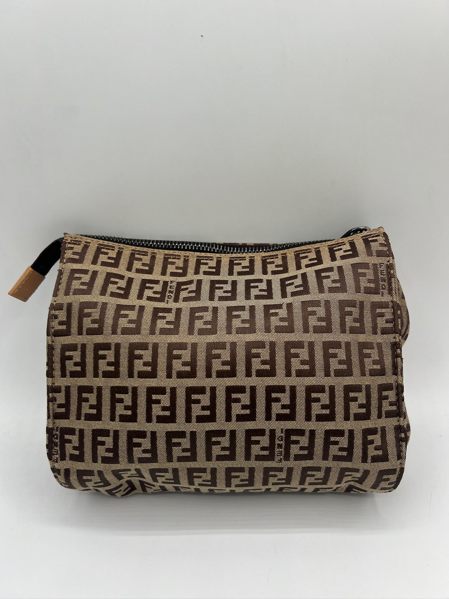 FENDI - Brown Dark Brown Jacquard Leather Pouch