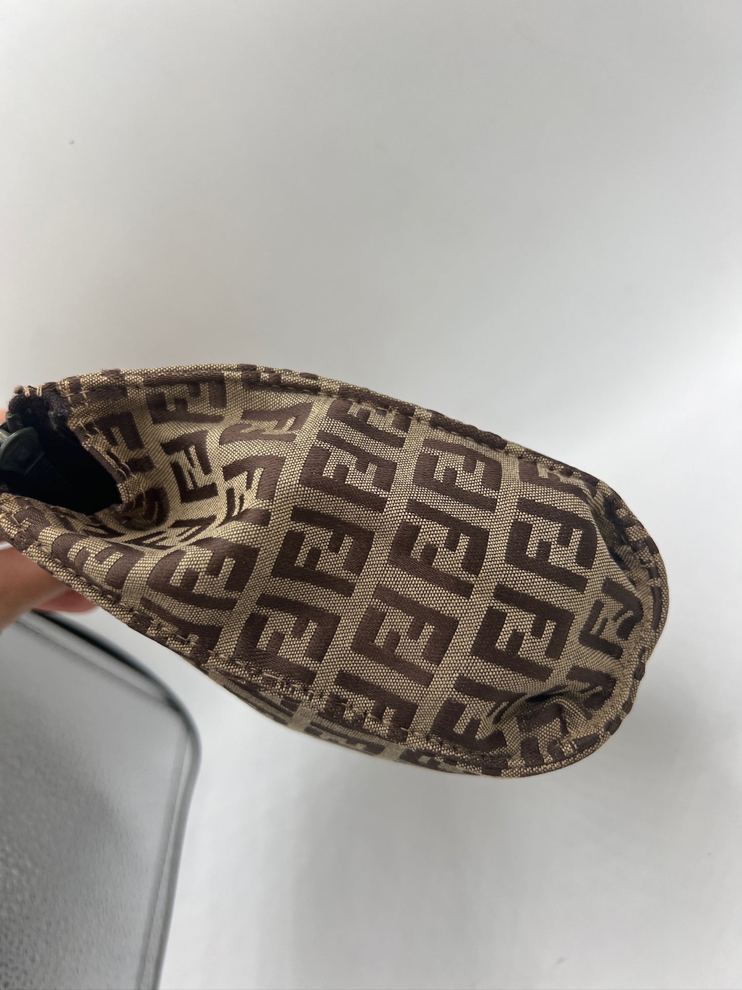 FENDI - Brown Dark Brown Jacquard Leather Pouch