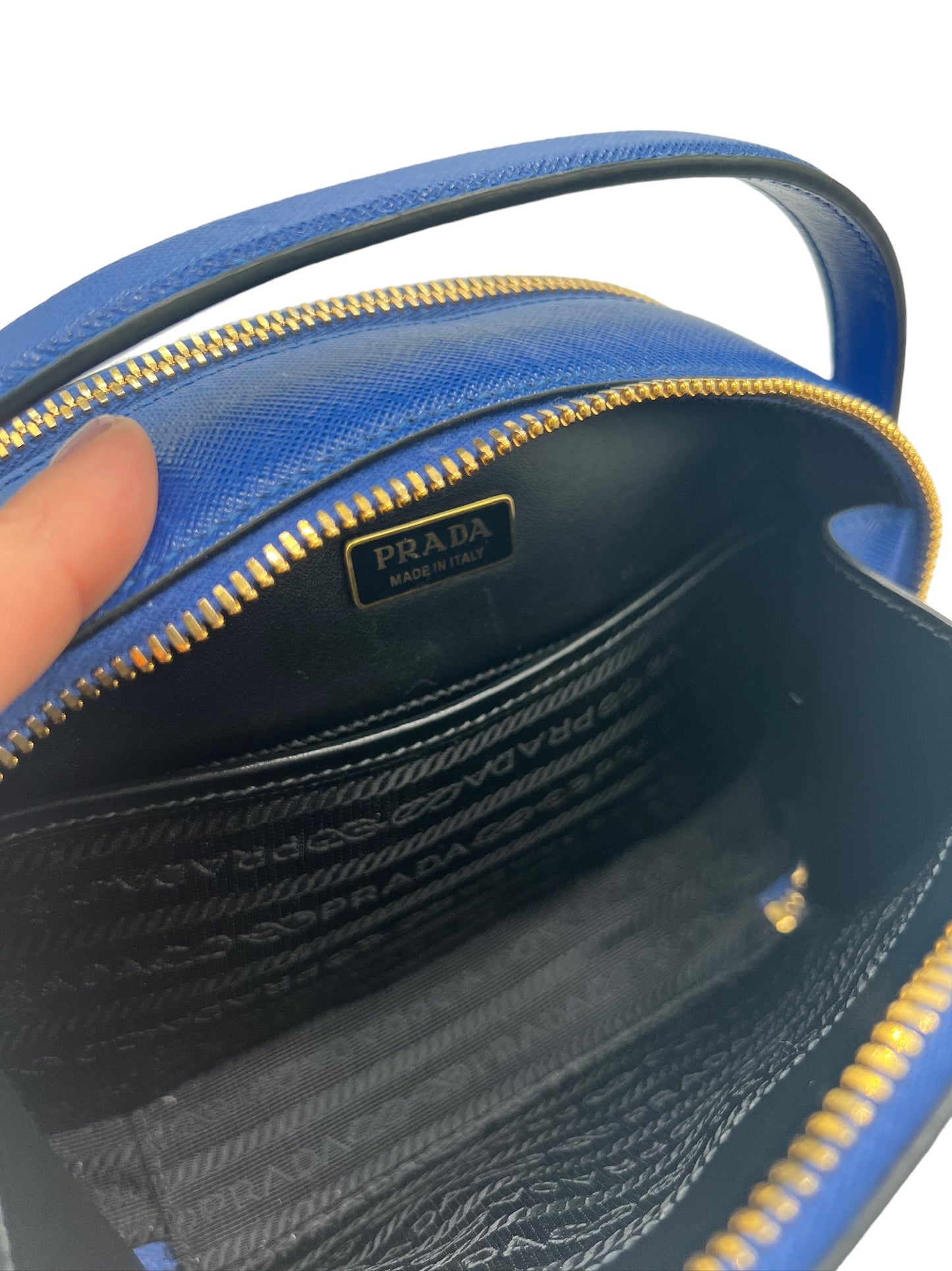 PRADA - Odette Handbag Blue Saffiano Leather