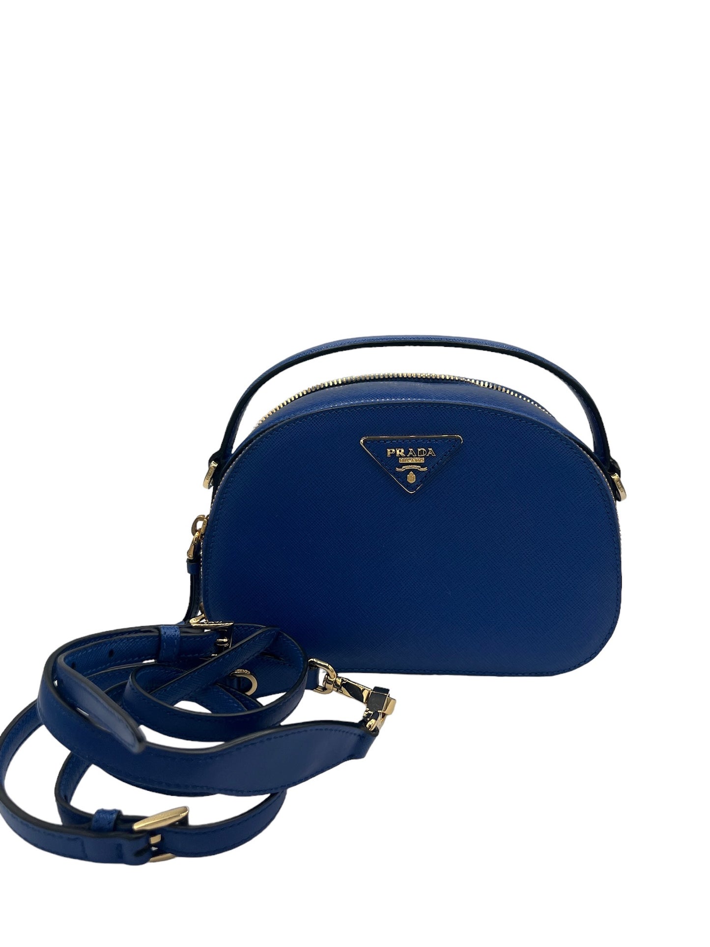 PRADA - Odette Handbag Blue Saffiano Leather