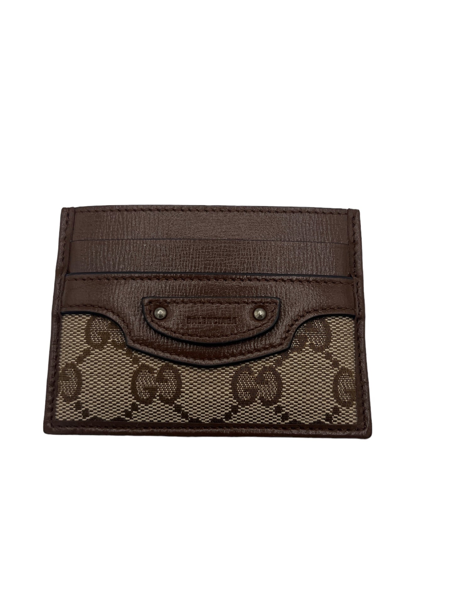 GUCCI - GG Card Case Beige Jacquard Leather