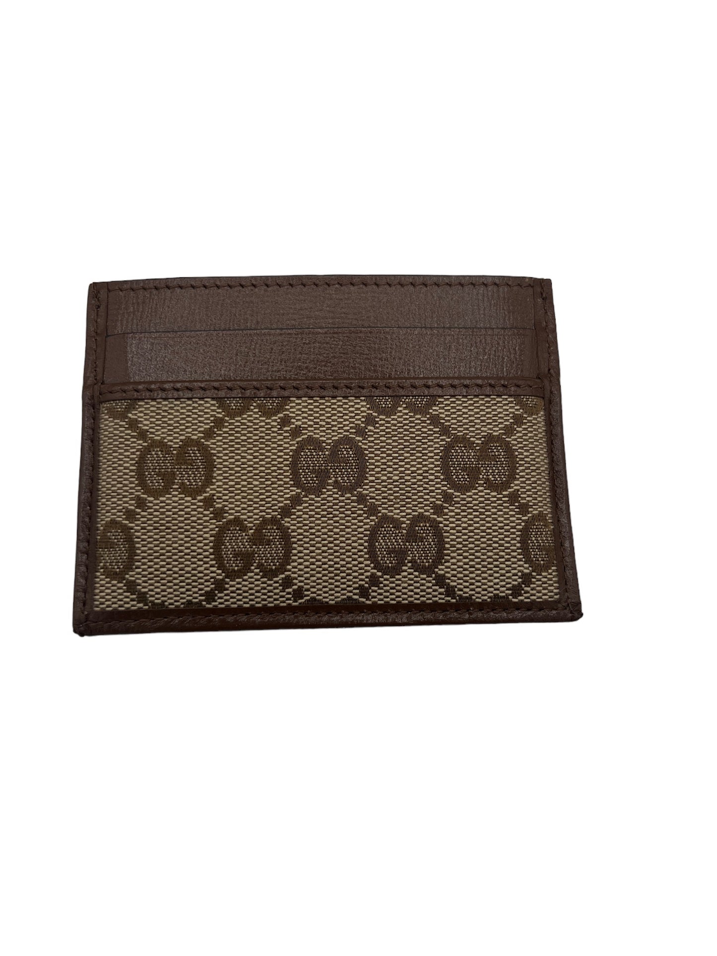 GUCCI - GG Card Case Beige Jacquard Leather