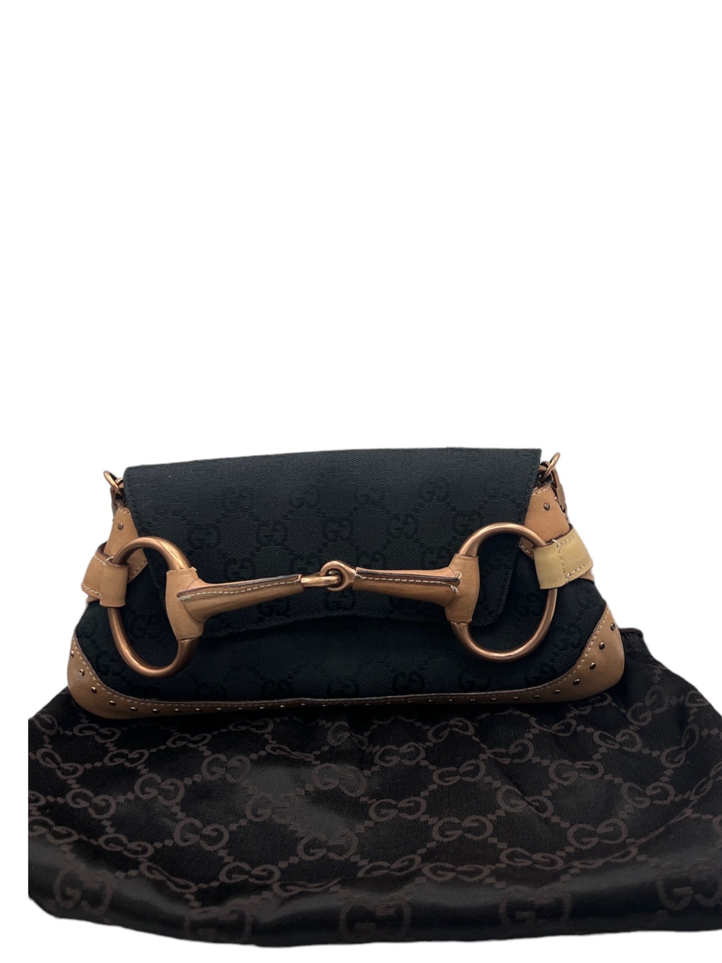 GUCCI - GG Pattern Horse Bit Handbag