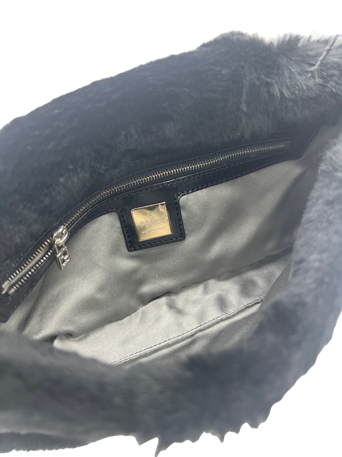 FENDI - Black Fur Baguette Shoulder Bag