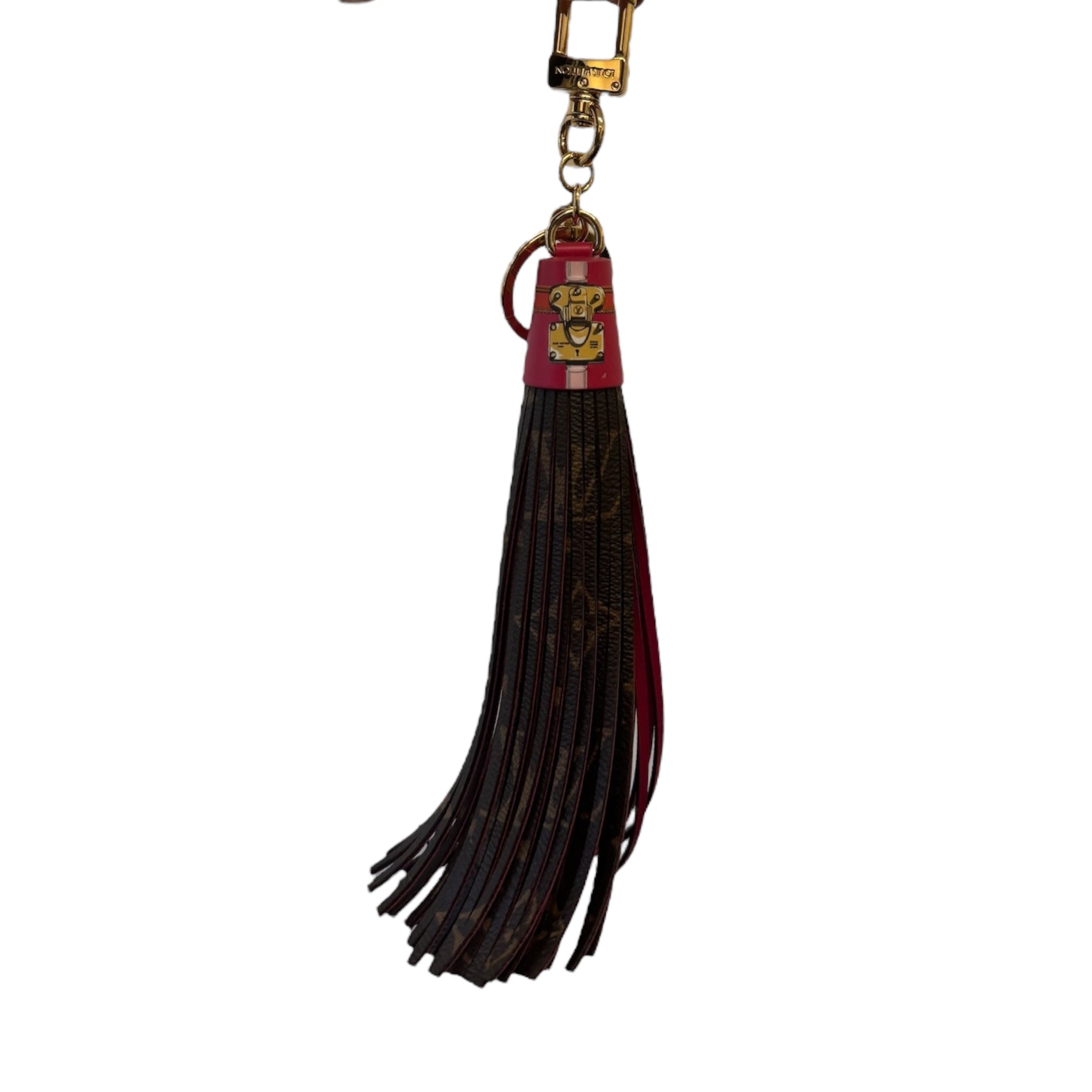 PRE-OWNED LV Red Brown Monogram Tassel Bag Charm