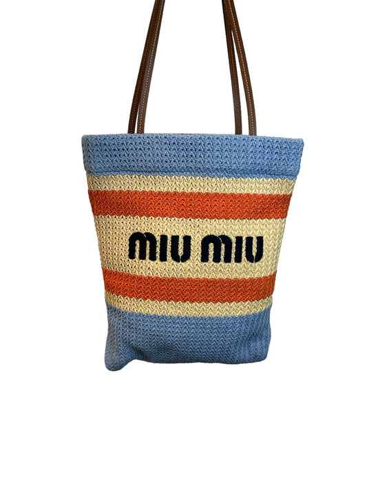 MIU MIU - Multicolor Crochet Woven Logo Tote