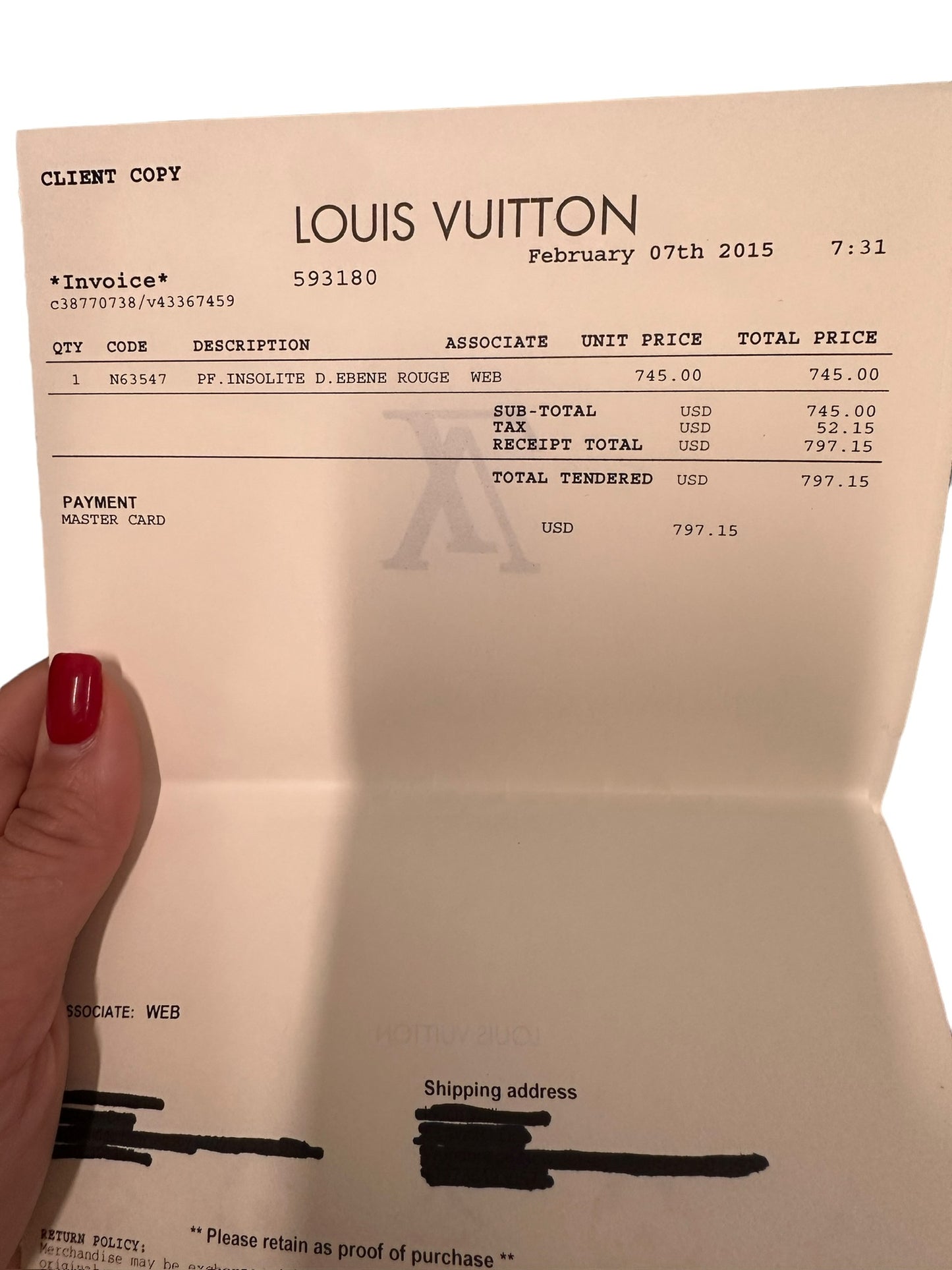 LOUIS VUITTON - Cartera Damier Ebene Insolite