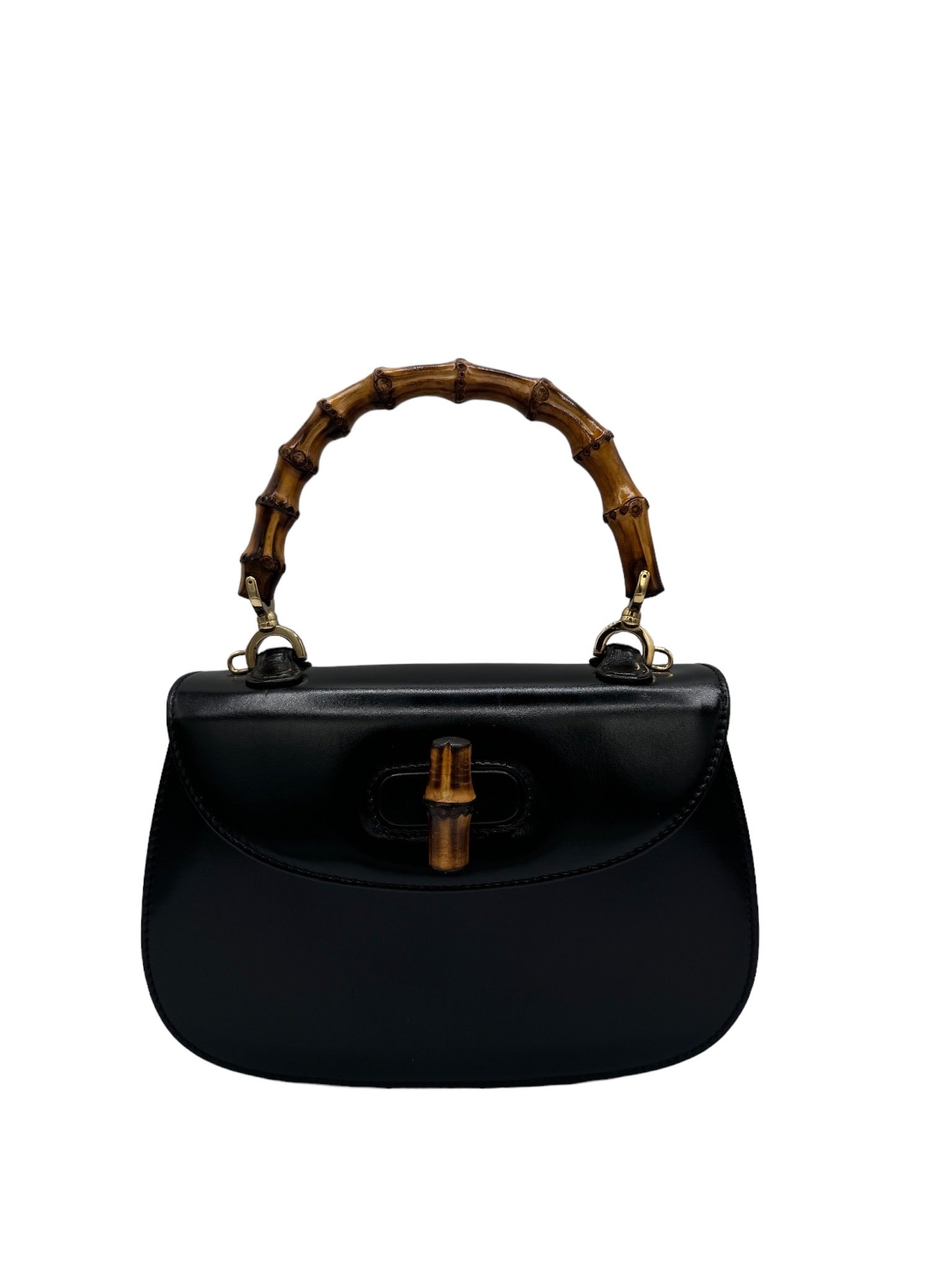 GUCCI - Bolso de mano de piel de bambú en marrón y negro