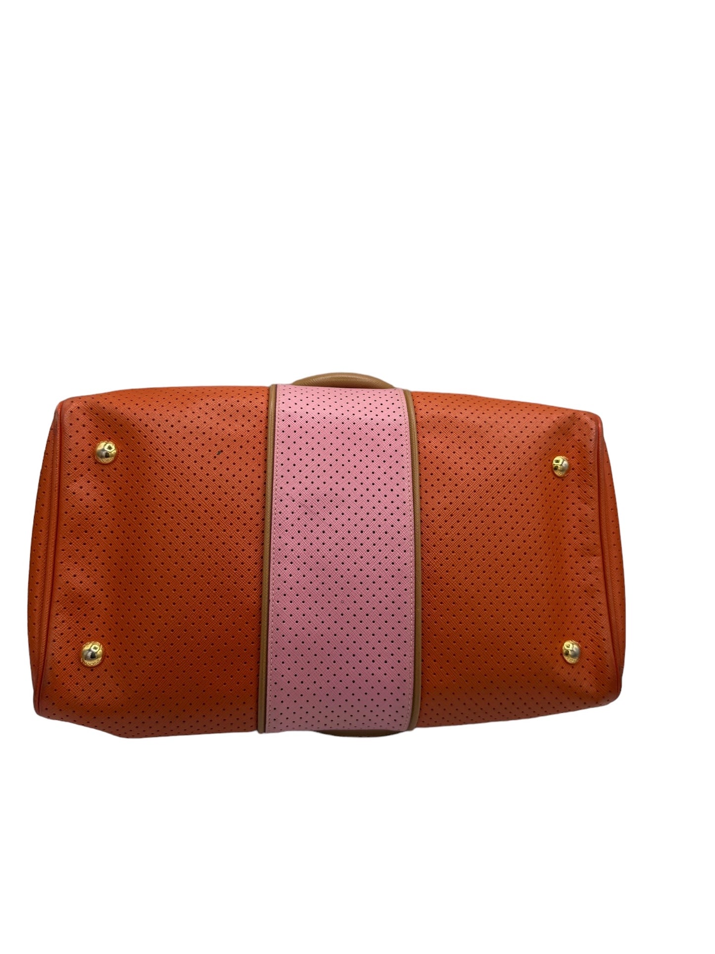 PRADA - Pink Orange Leather Shoulder Bag