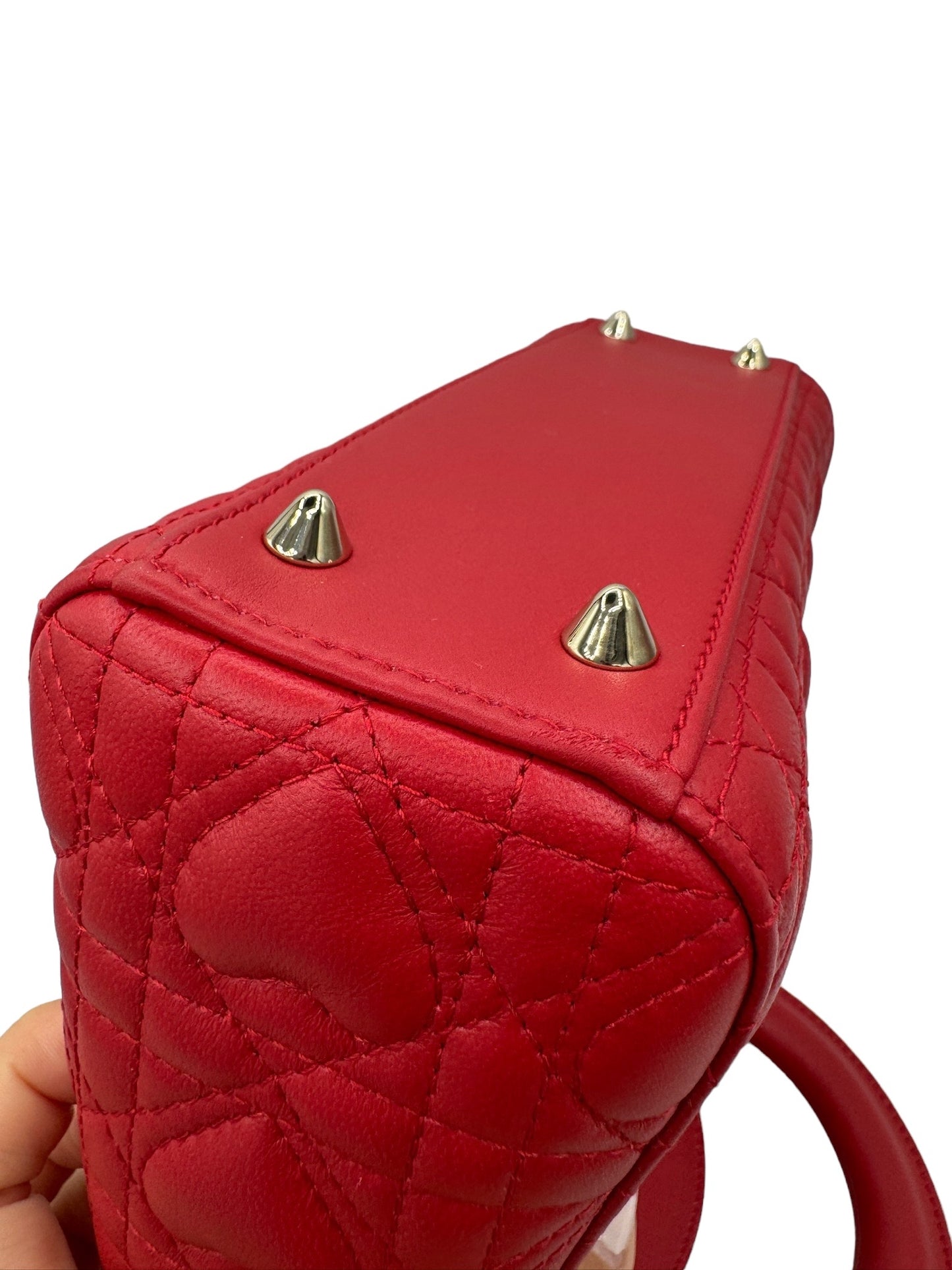 DIOR - Bolso bandolera pequeño ABC Lady Dior Cannage Dioramour de piel de cordero