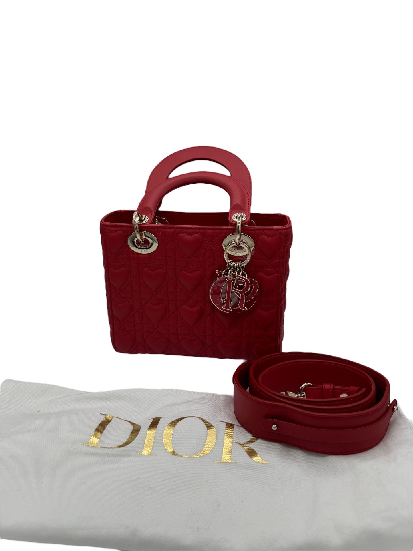 DIOR - Bolso bandolera pequeño ABC Lady Dior Cannage Dioramour de piel de cordero