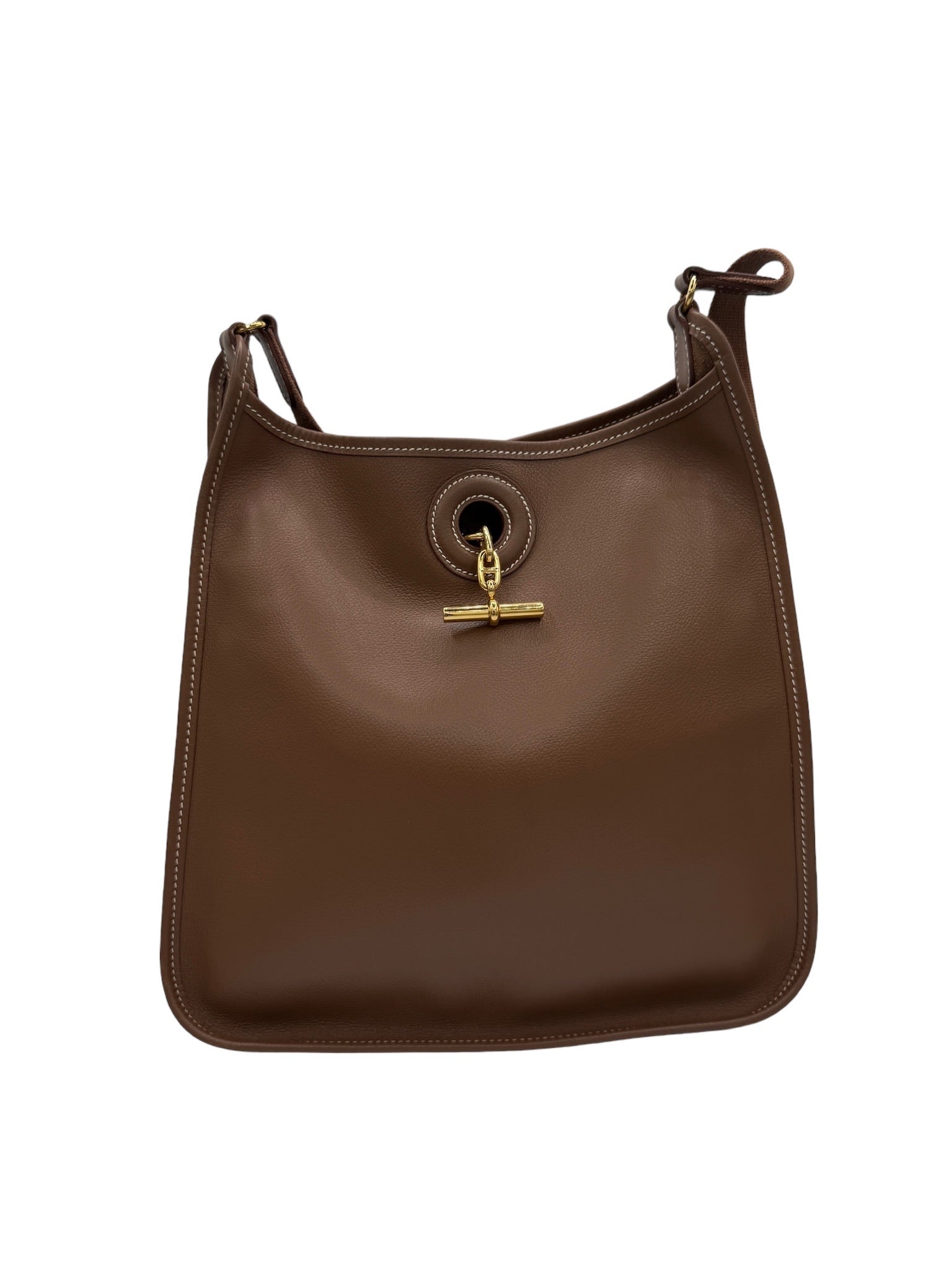 HERMES - Bolso de hombro Couchevel Vespa PM marrón oscuro Veau Graine