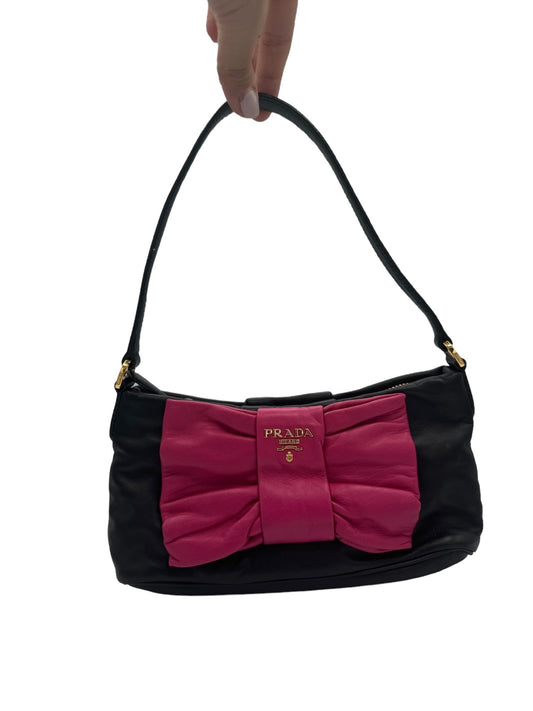 PRADA - Black & Pink Ribbon Shoulder Bag