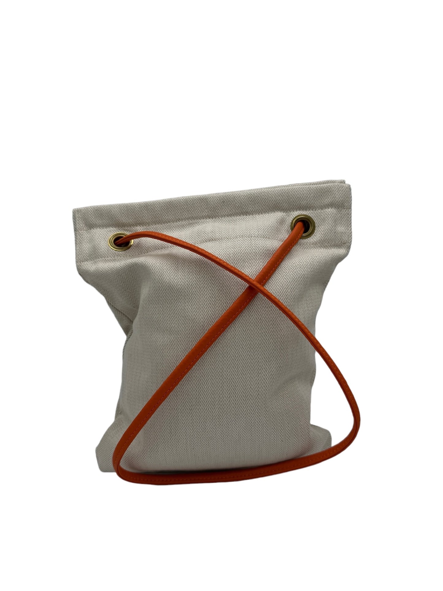 Bolso de hombro de piel de algodón color naranja crema Aline II USADO