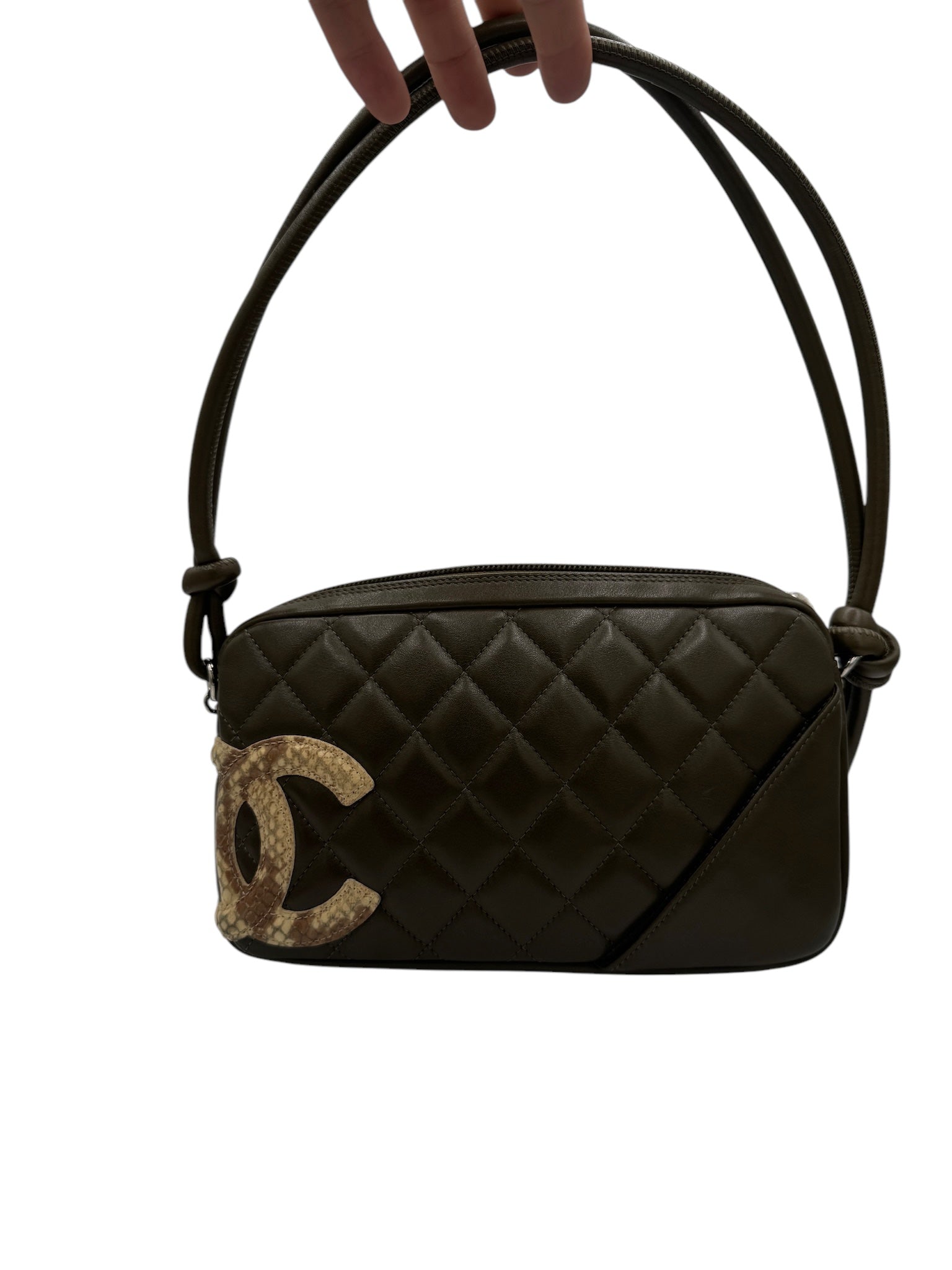 Cartera CC Cambon de piel acolchada con pitón de segunda mano
