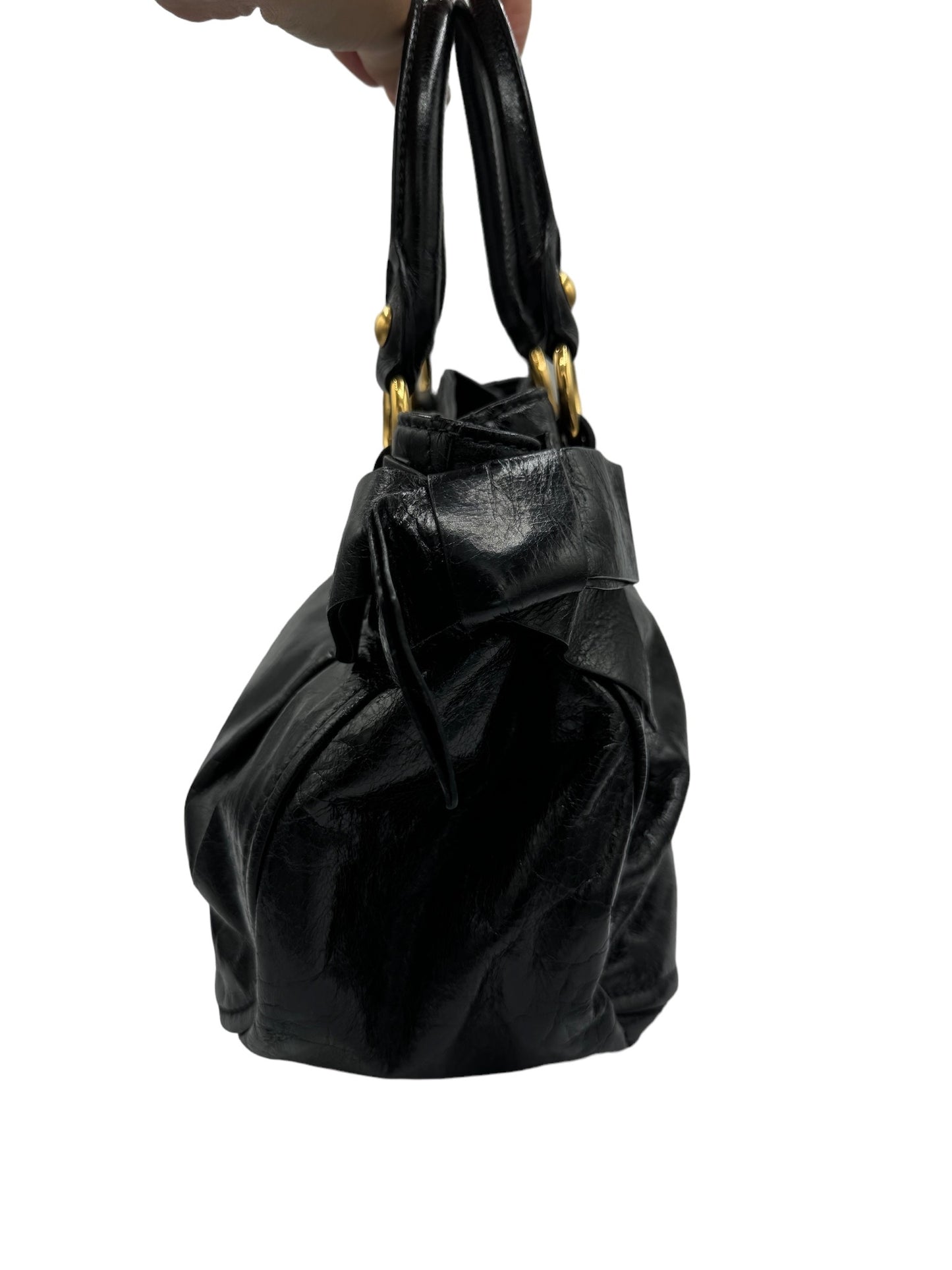 MIUMIU - Black Leather Tote Bag