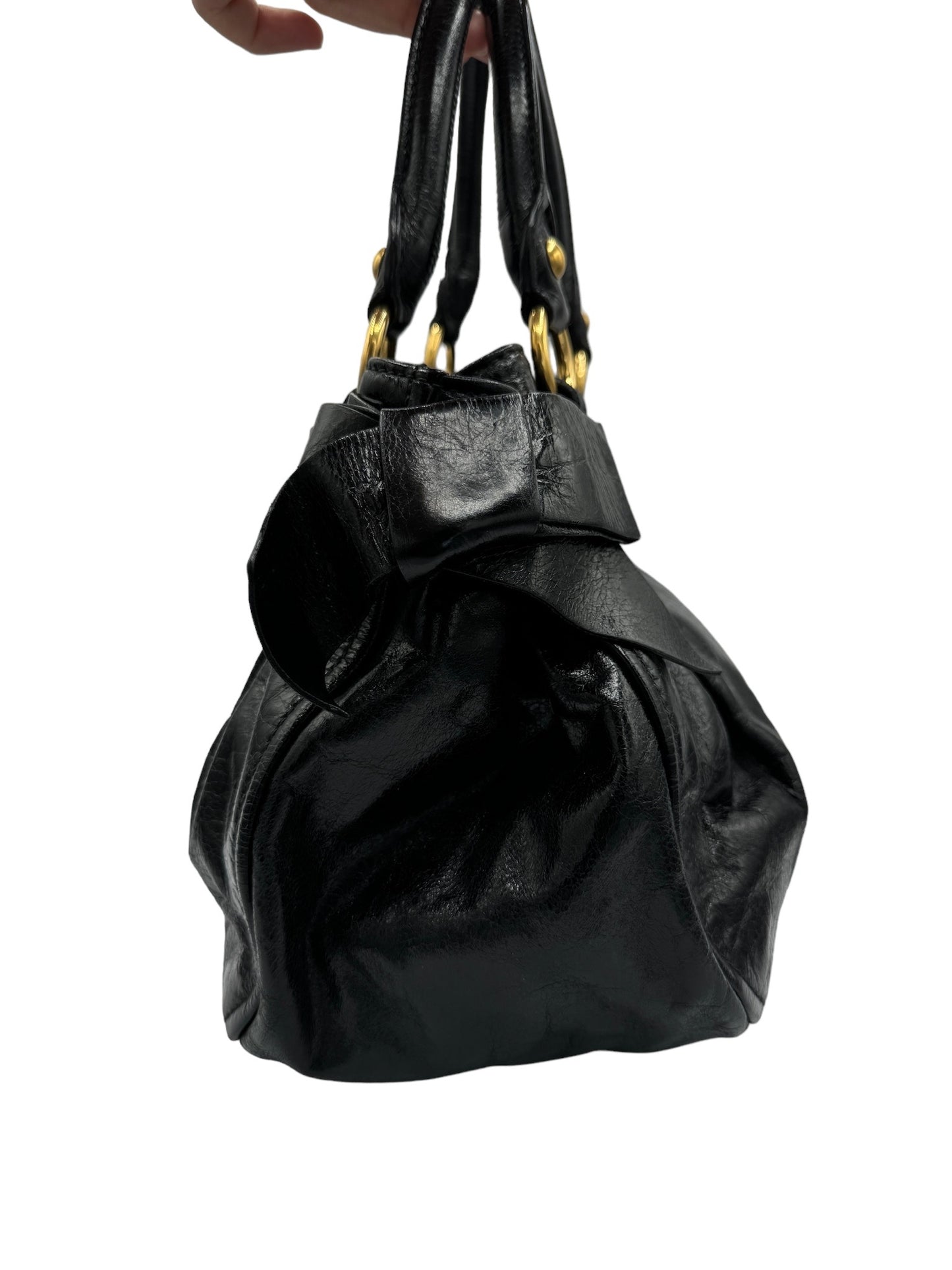 MIUMIU - Black Leather Tote Bag