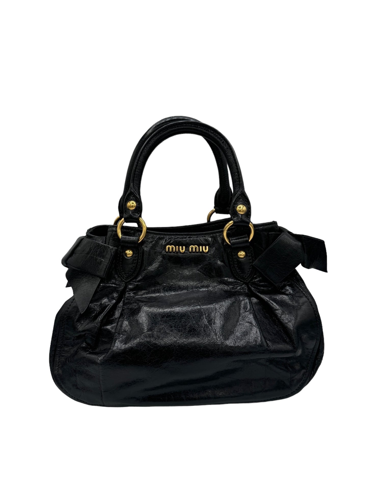 MIUMIU - Black Leather Tote Bag