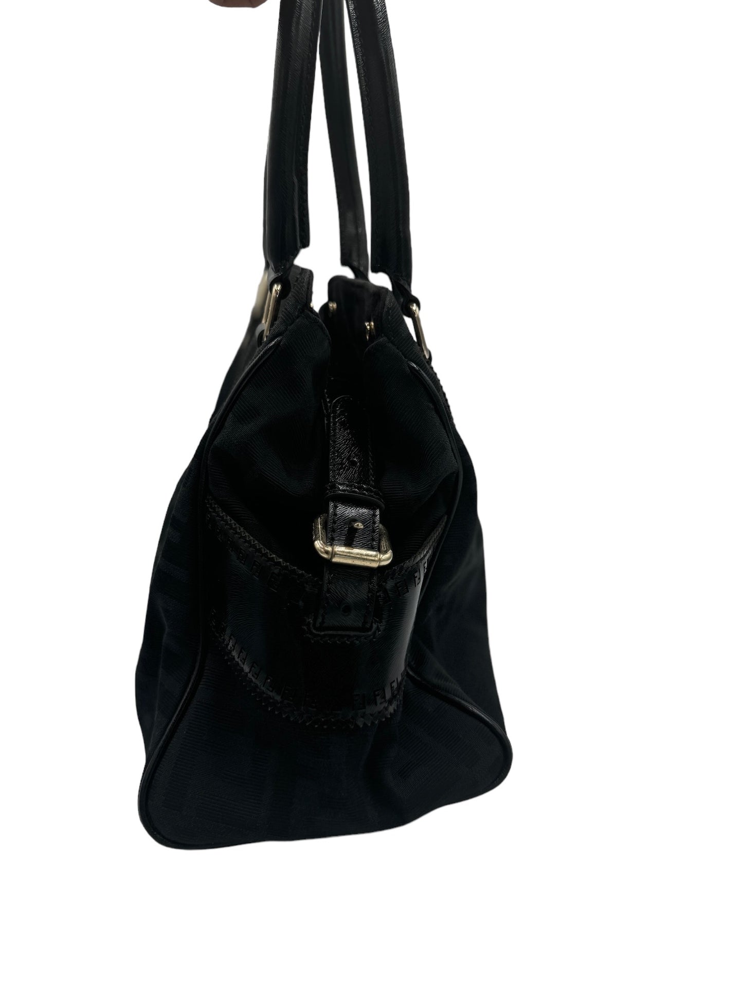 FENDI - Black Jacquard Leather Etnico Tote Bag