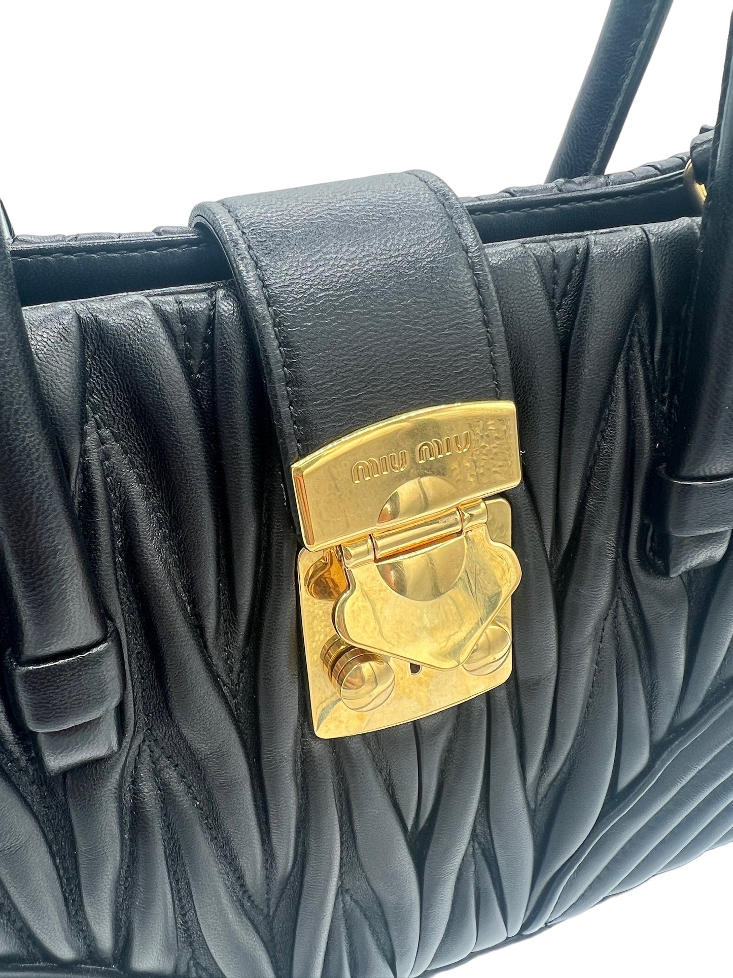 MIU MIU - Black Matelasee Crossbody Bag