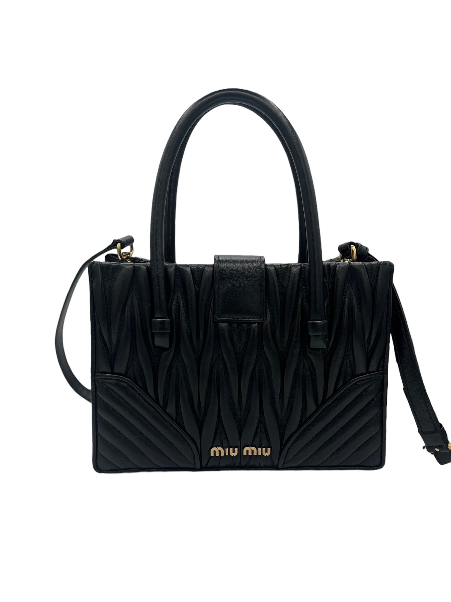 MIU MIU - Black Matelasee Crossbody Bag