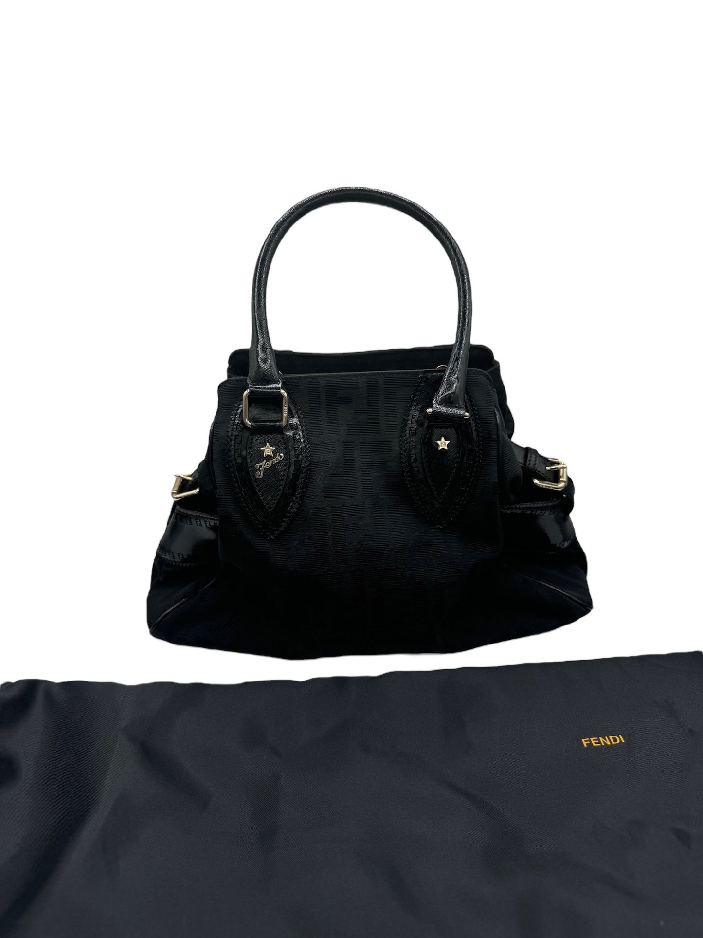 FENDI - Black Jacquard Leather Etnico Tote Bag