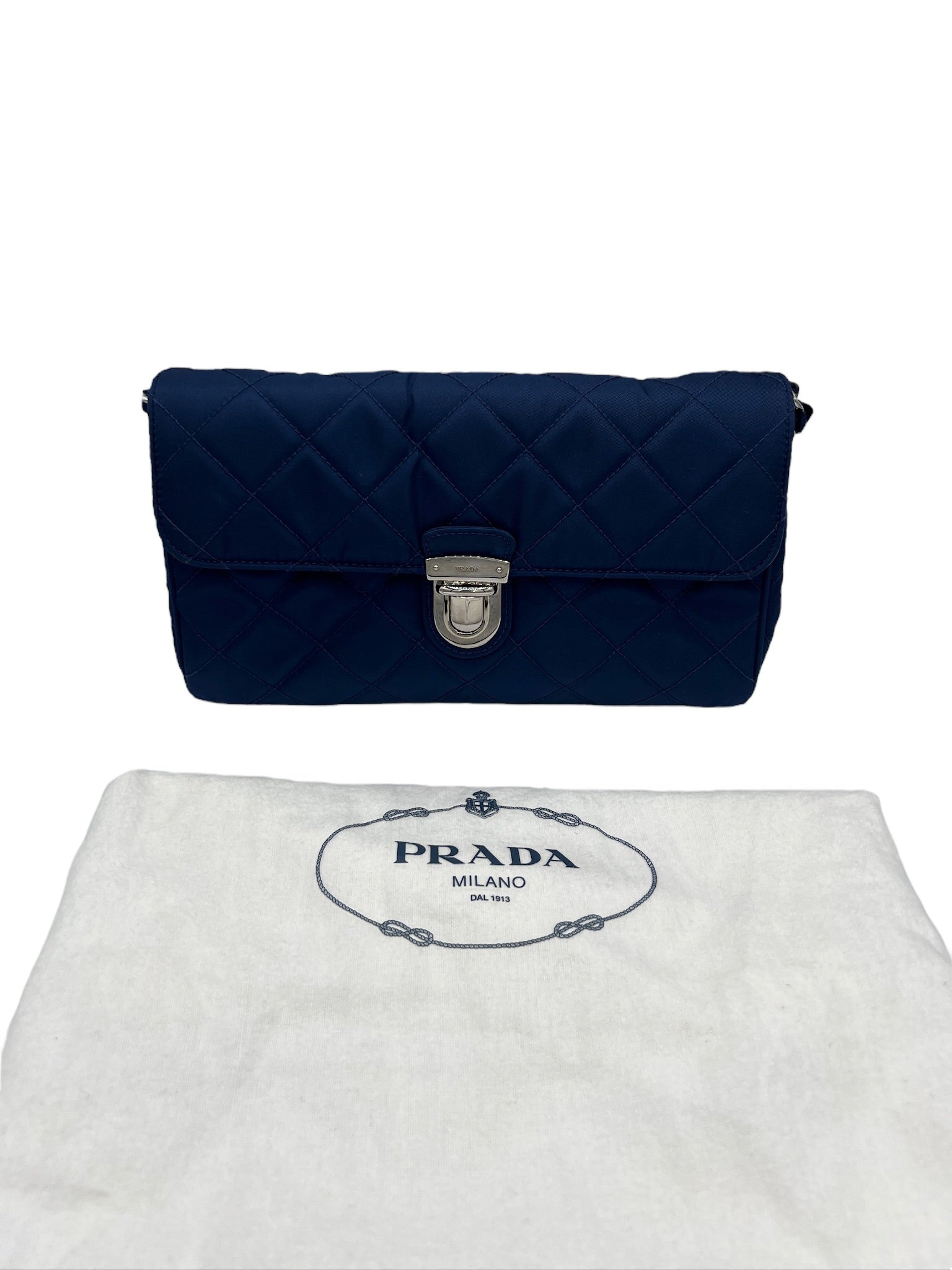 PRADA - Blue Logo Nylon Prada Shoulder Bag