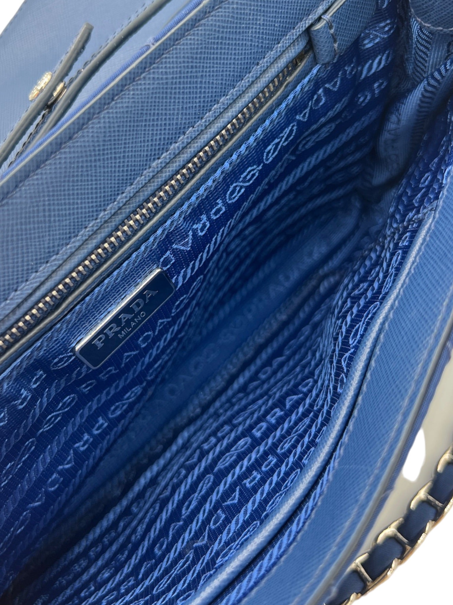 PRADA - Blue Logo Nylon Prada Shoulder Bag