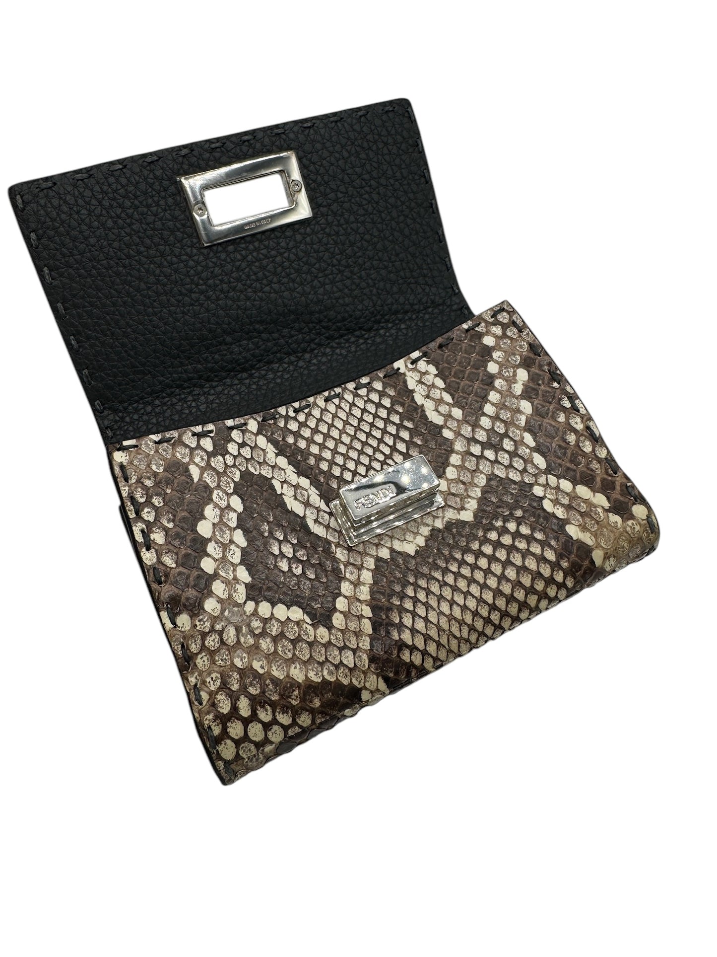 PRE-OWNED Elaphe Vitello Grace Python Print Micro Trifold Wallet