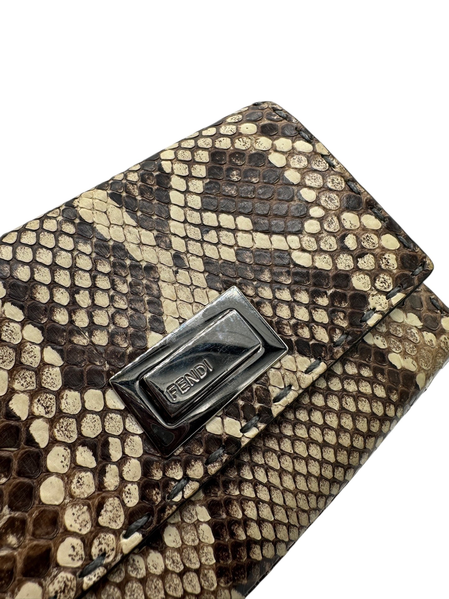 PRE-OWNED Elaphe Vitello Grace Python Print Micro Trifold Wallet