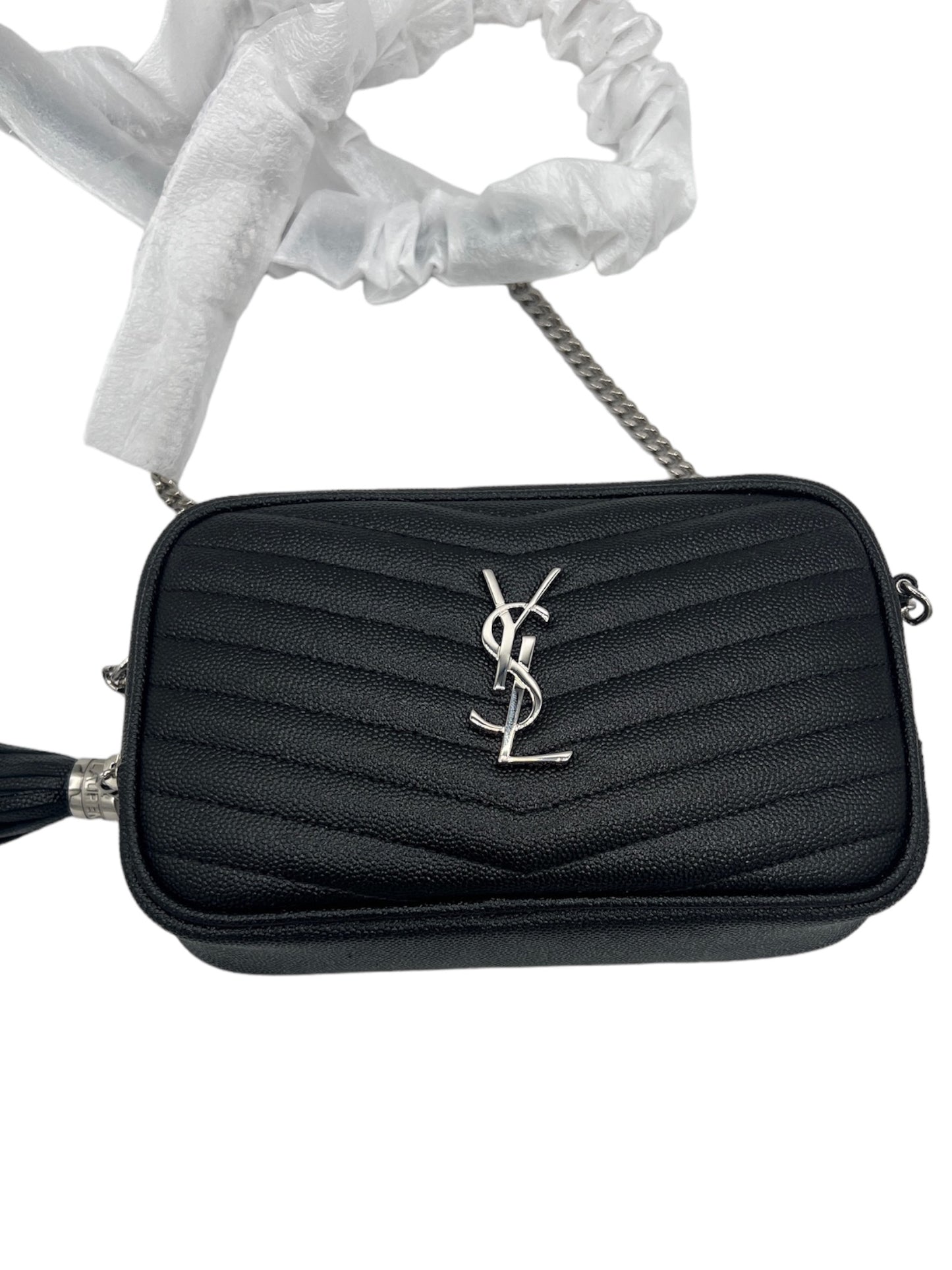 SAINT LAURENT - Black Grain Matelasse Camera Bag