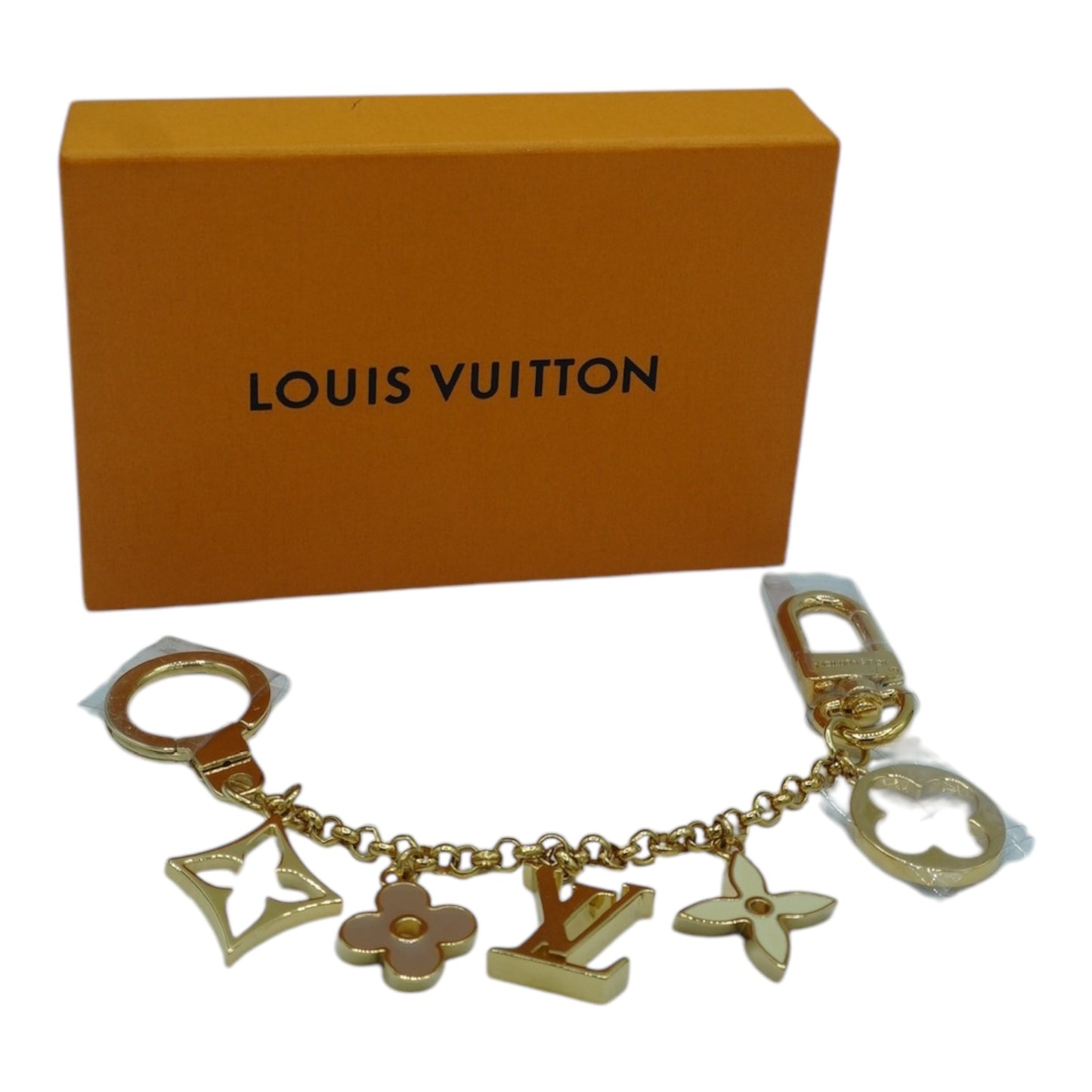 PRE-OWNED LV White Pink Bag Charm