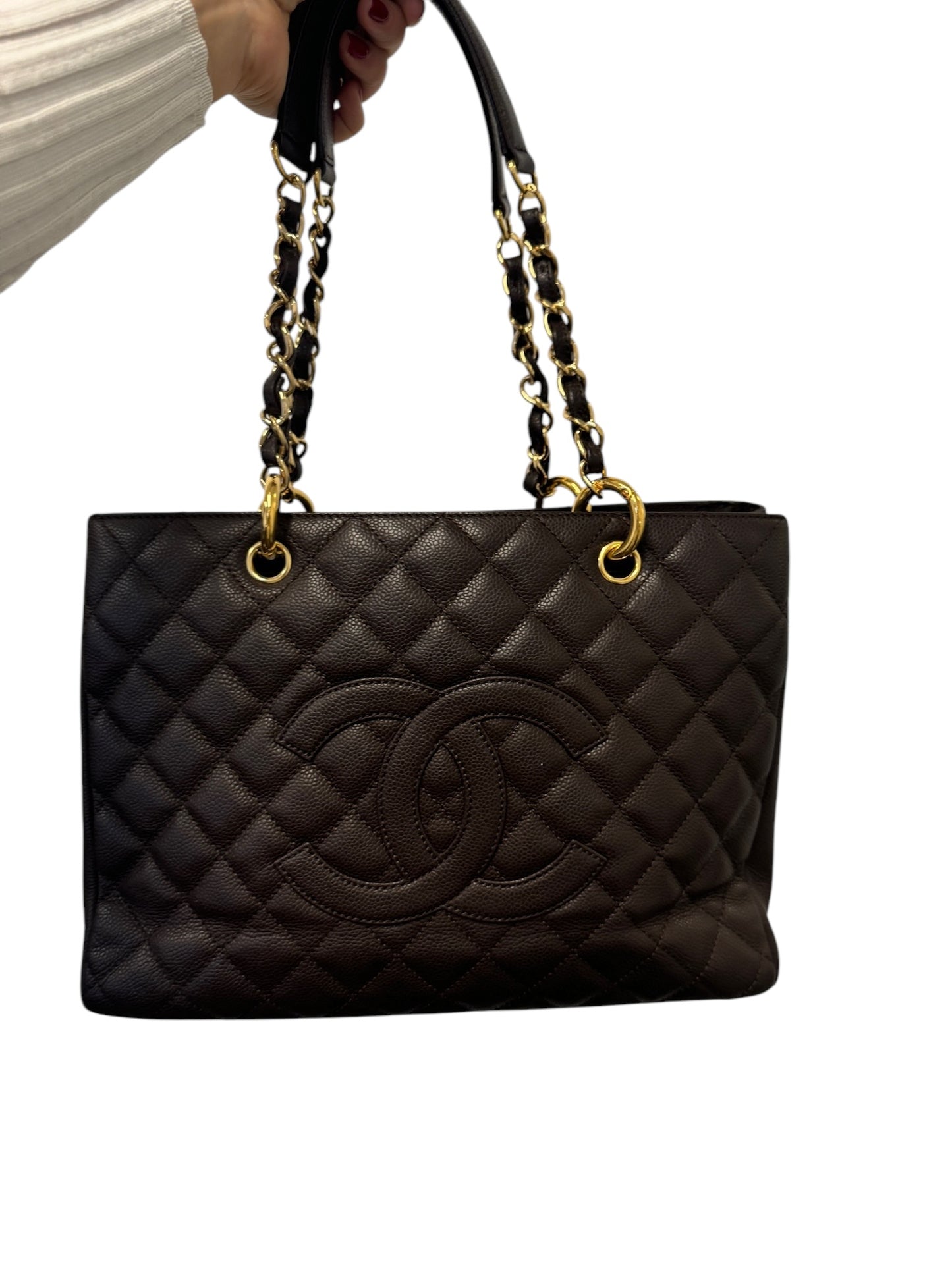 Brown Quilted Caviar Grand Shopping Tote