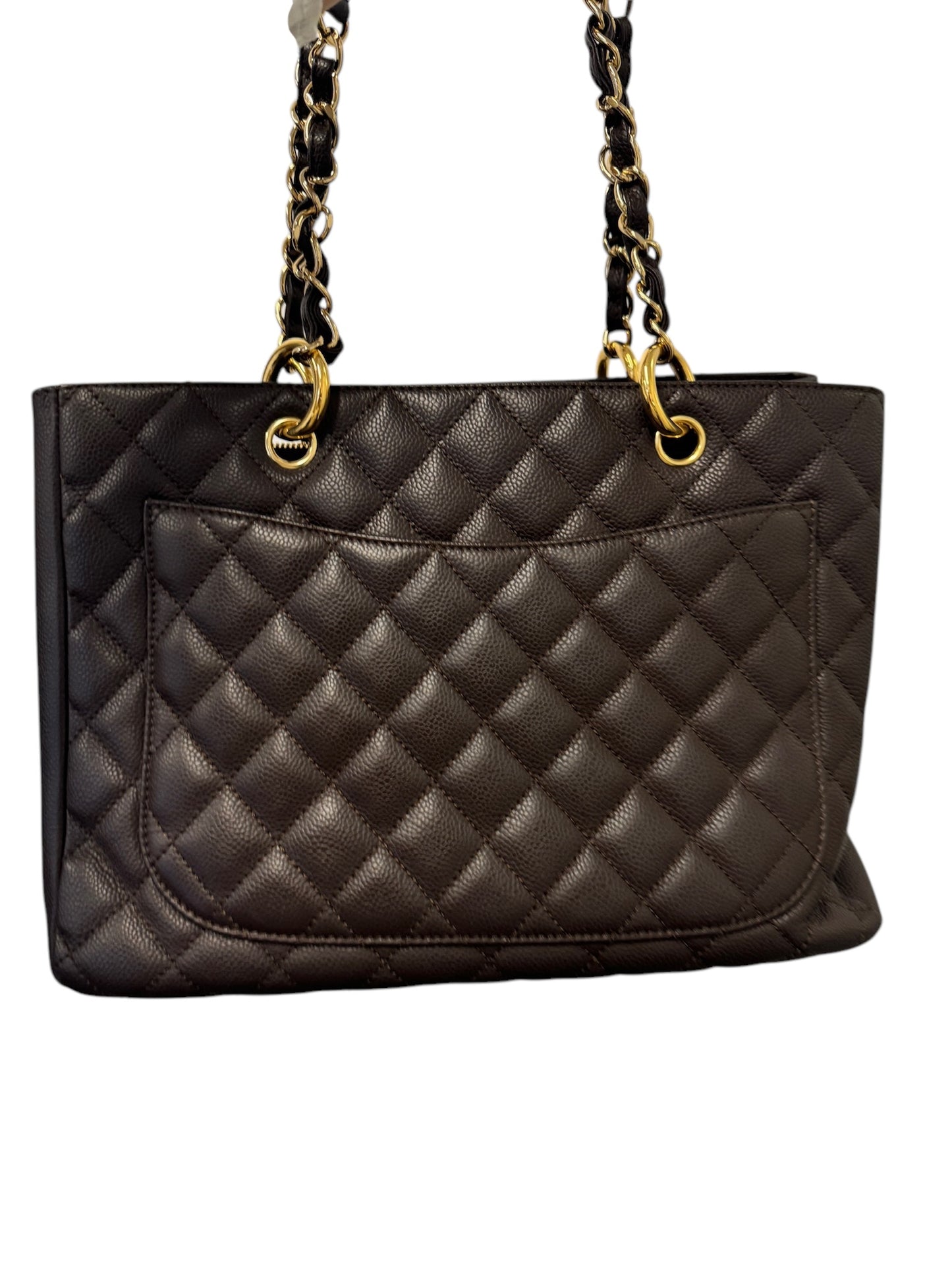 Brown Quilted Caviar Grand Shopping Tote