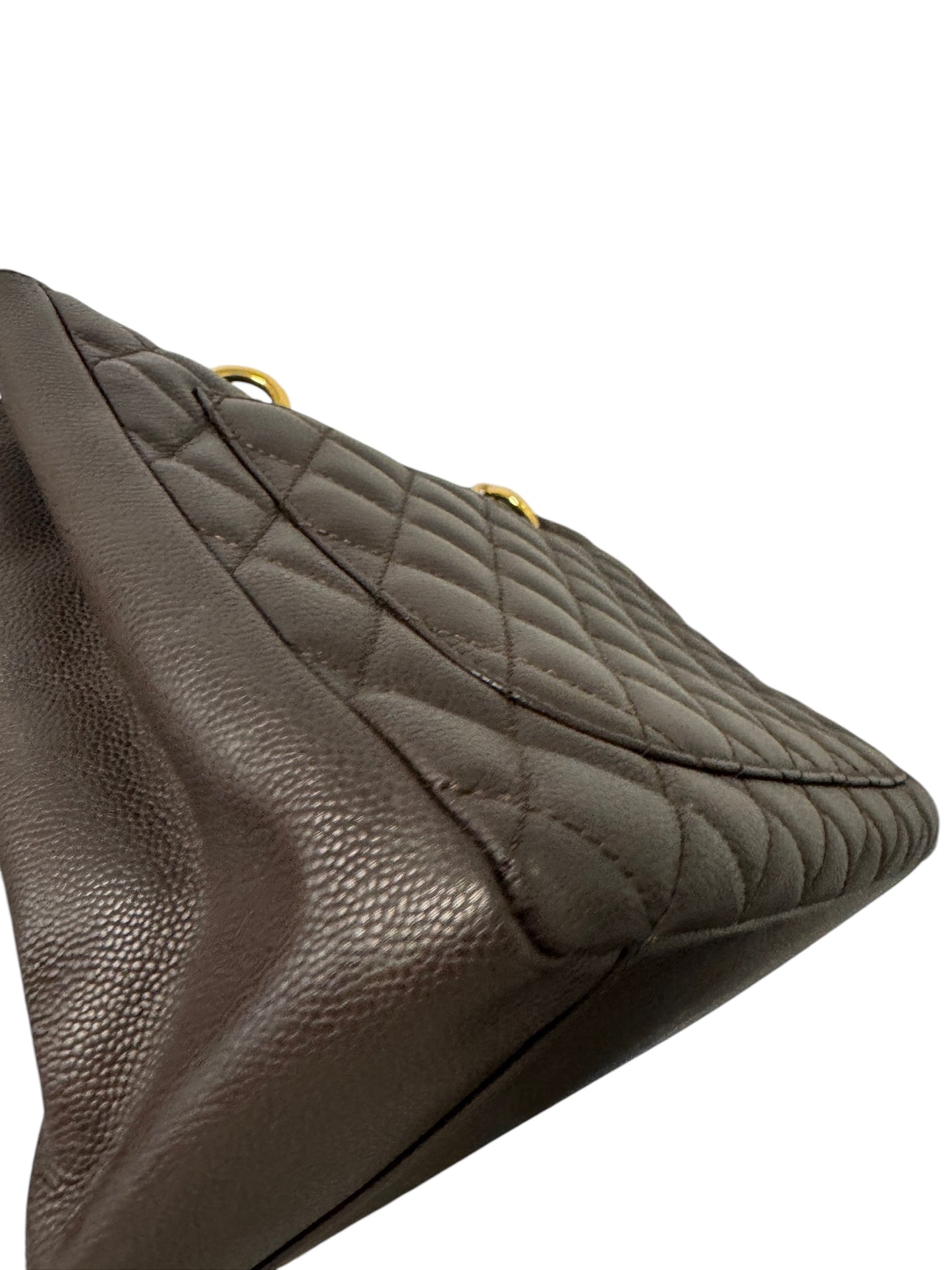 Brown Quilted Caviar Grand Shopping Tote