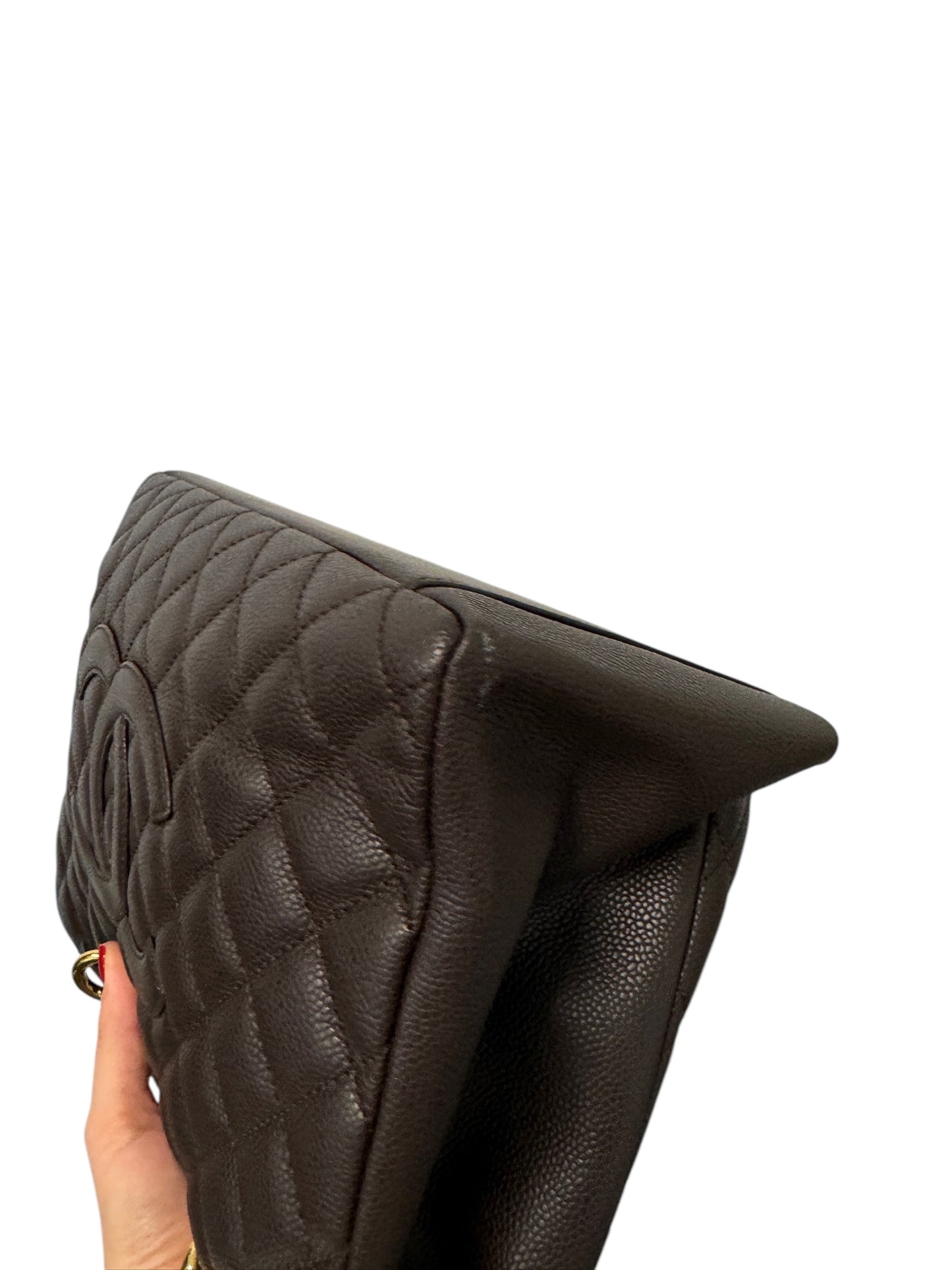 Brown Quilted Caviar Grand Shopping Tote