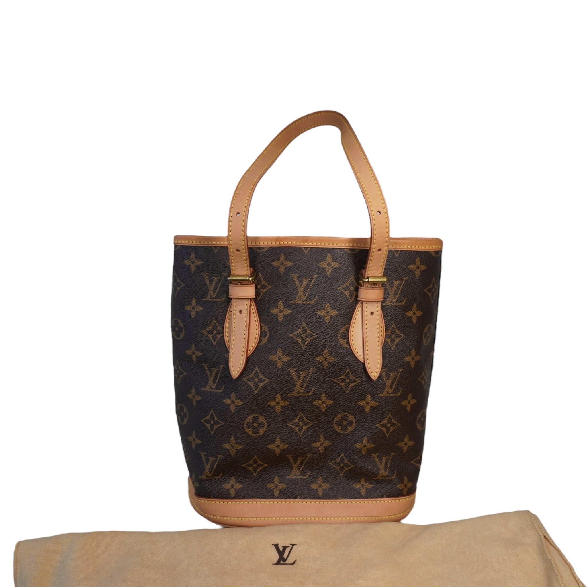PRE-OWNED LV Monogram Canvas Tote Bucket Bag PM