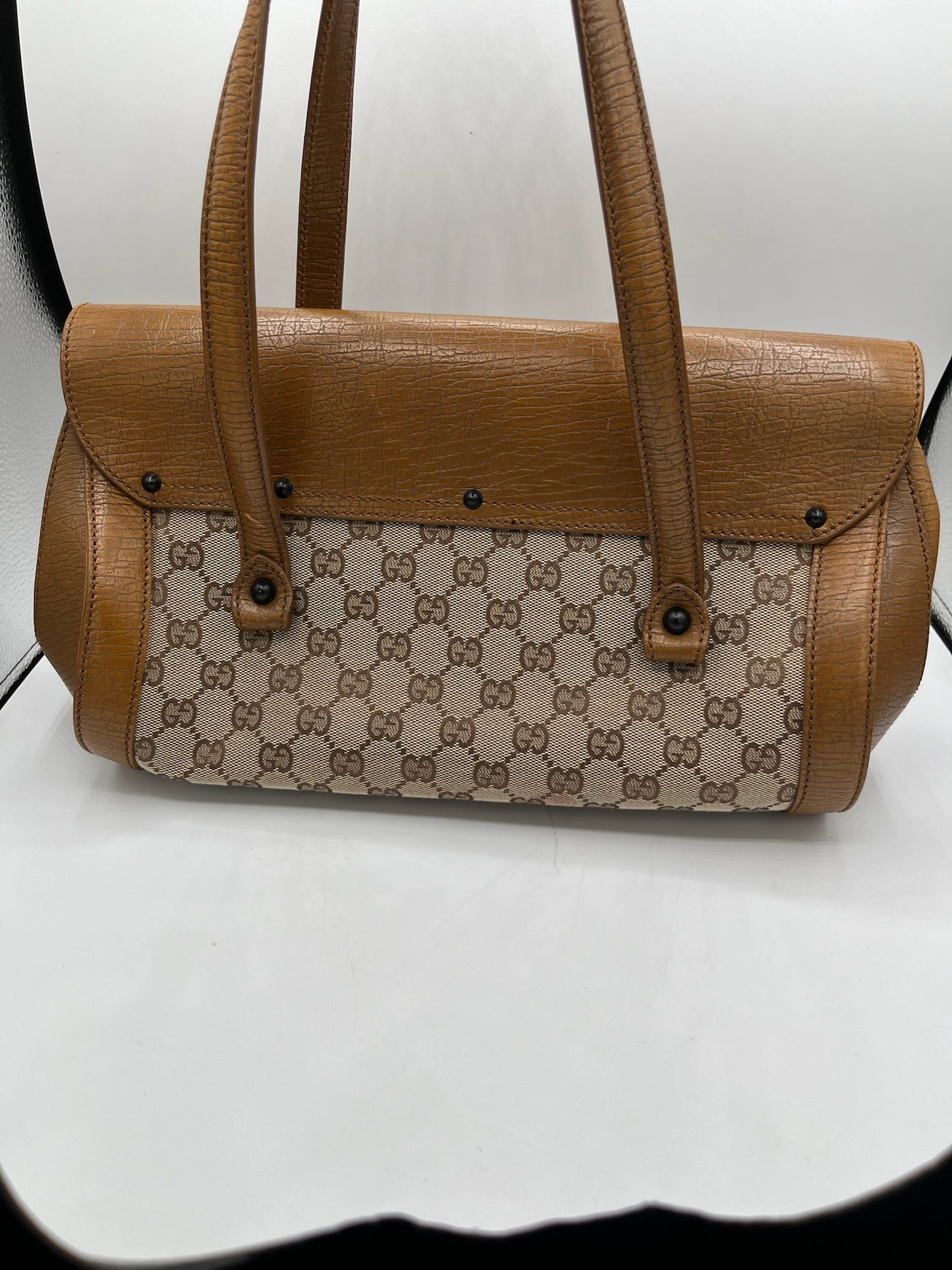 GUCCI - GG Bamboo Beige Brown Jacquard Leather Handbag