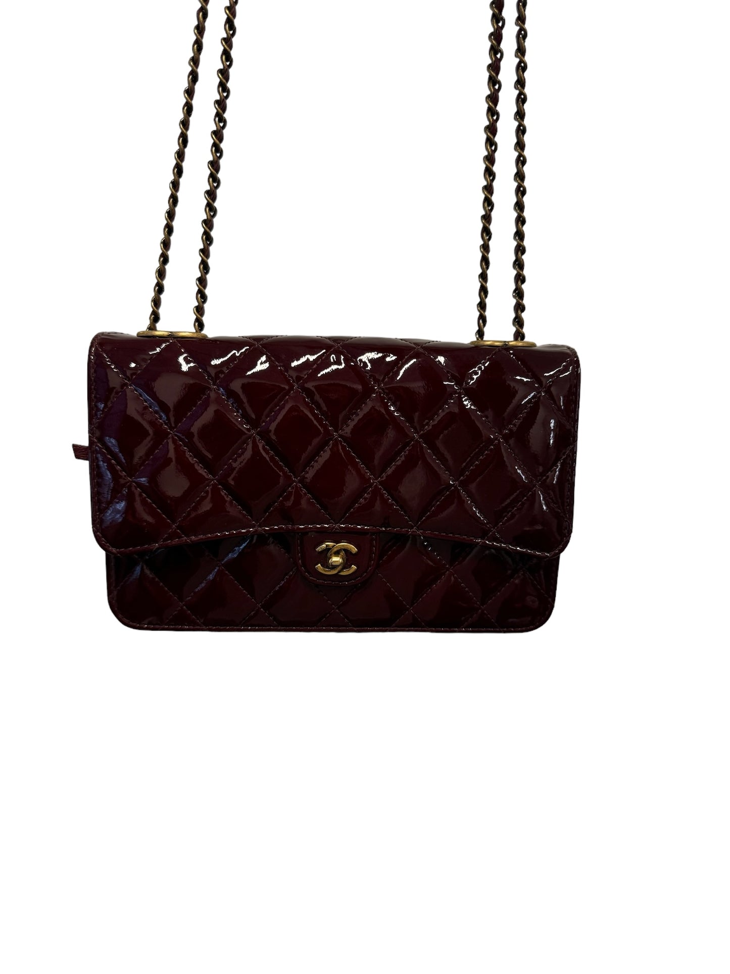 CHANEL - Burgundy Quilted Patent WOC