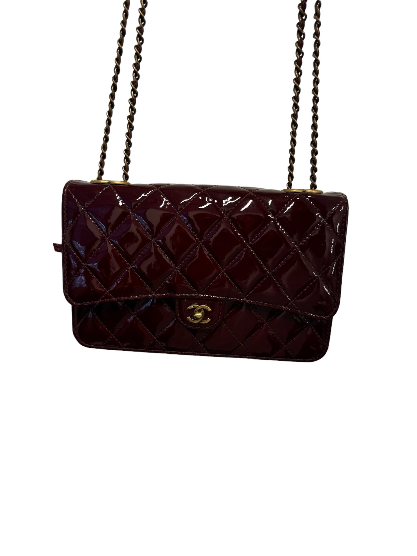 CHANEL - Burgundy Quilted Patent WOC