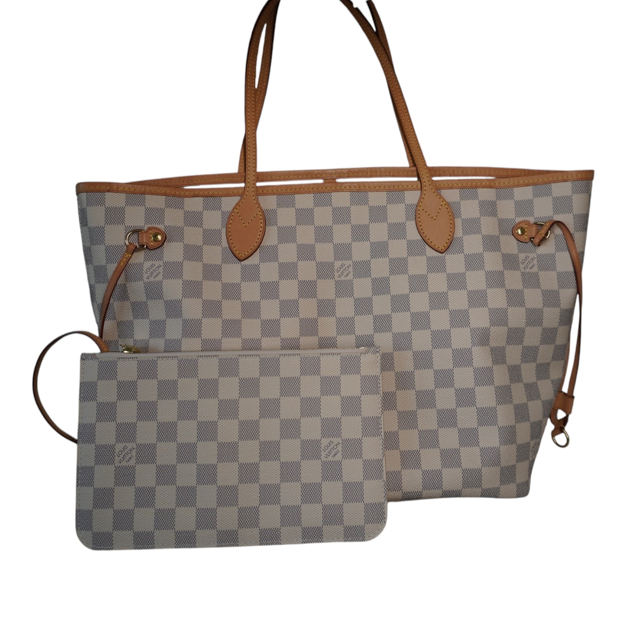 PRE-OWNED LV Damier Azur Neverfull MM Tote Bag
