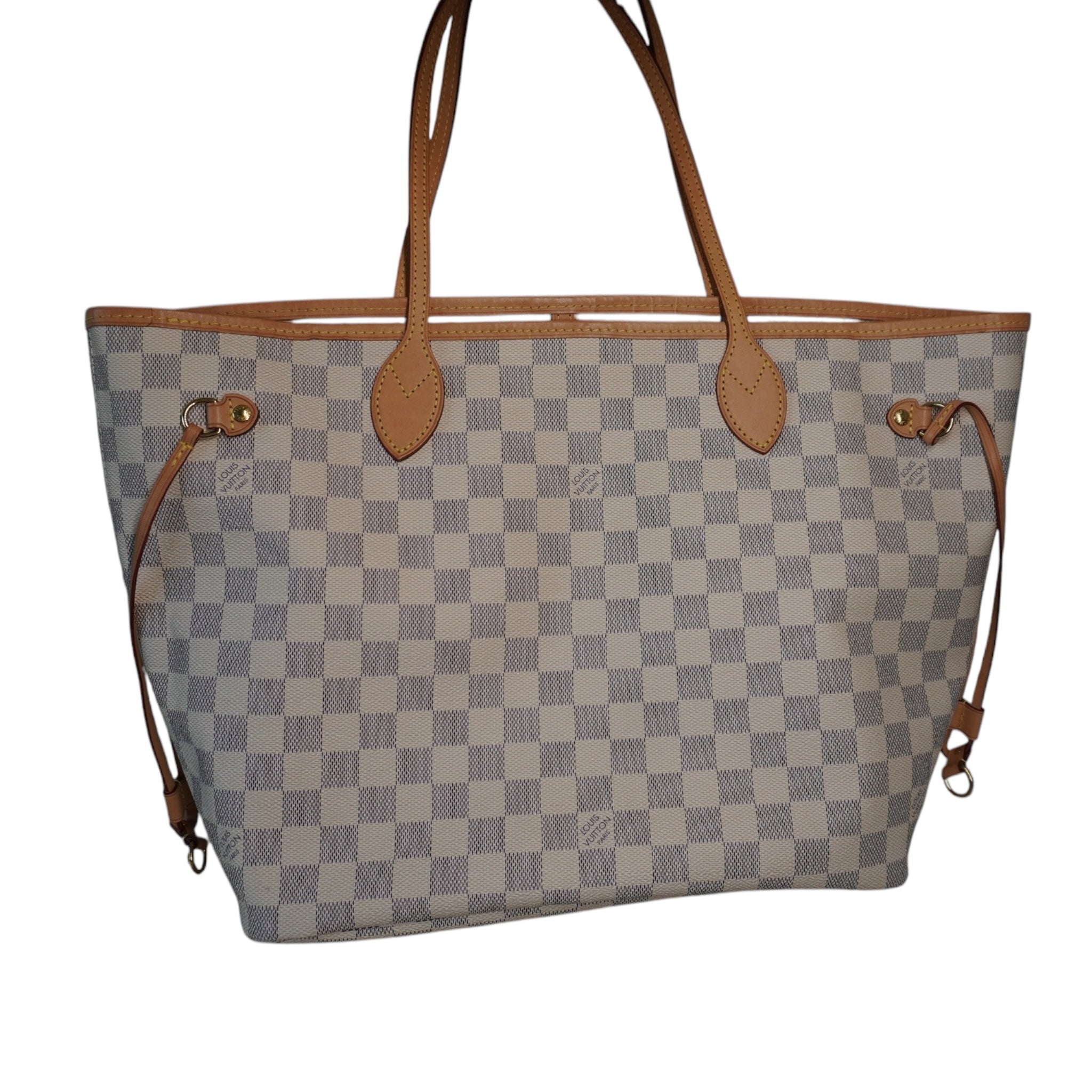 PRE-OWNED LV Damier Azur Neverfull MM Tote Bag