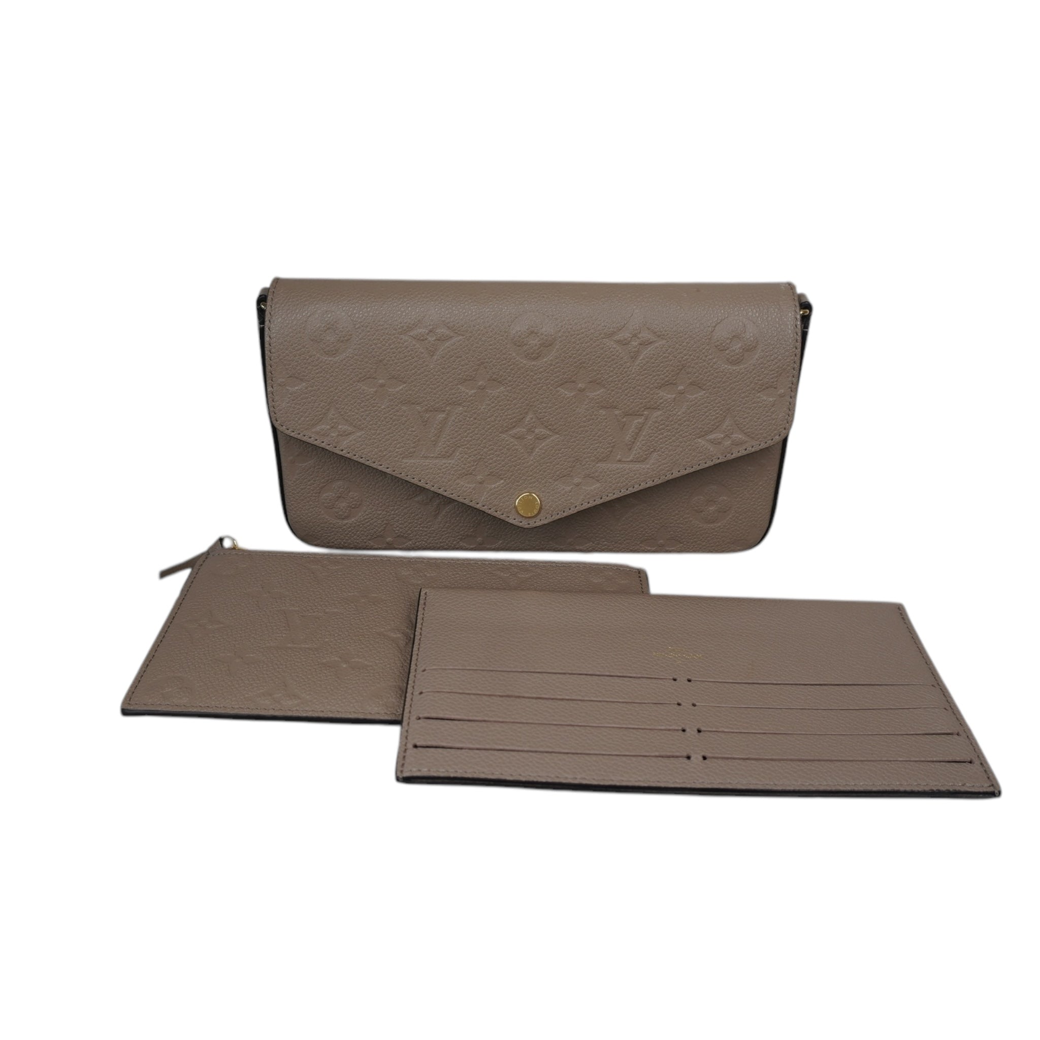 PRE-OWNED LV Tourterelle Monogram Empreinte Leather Felicie Pochette Crossbody Bag