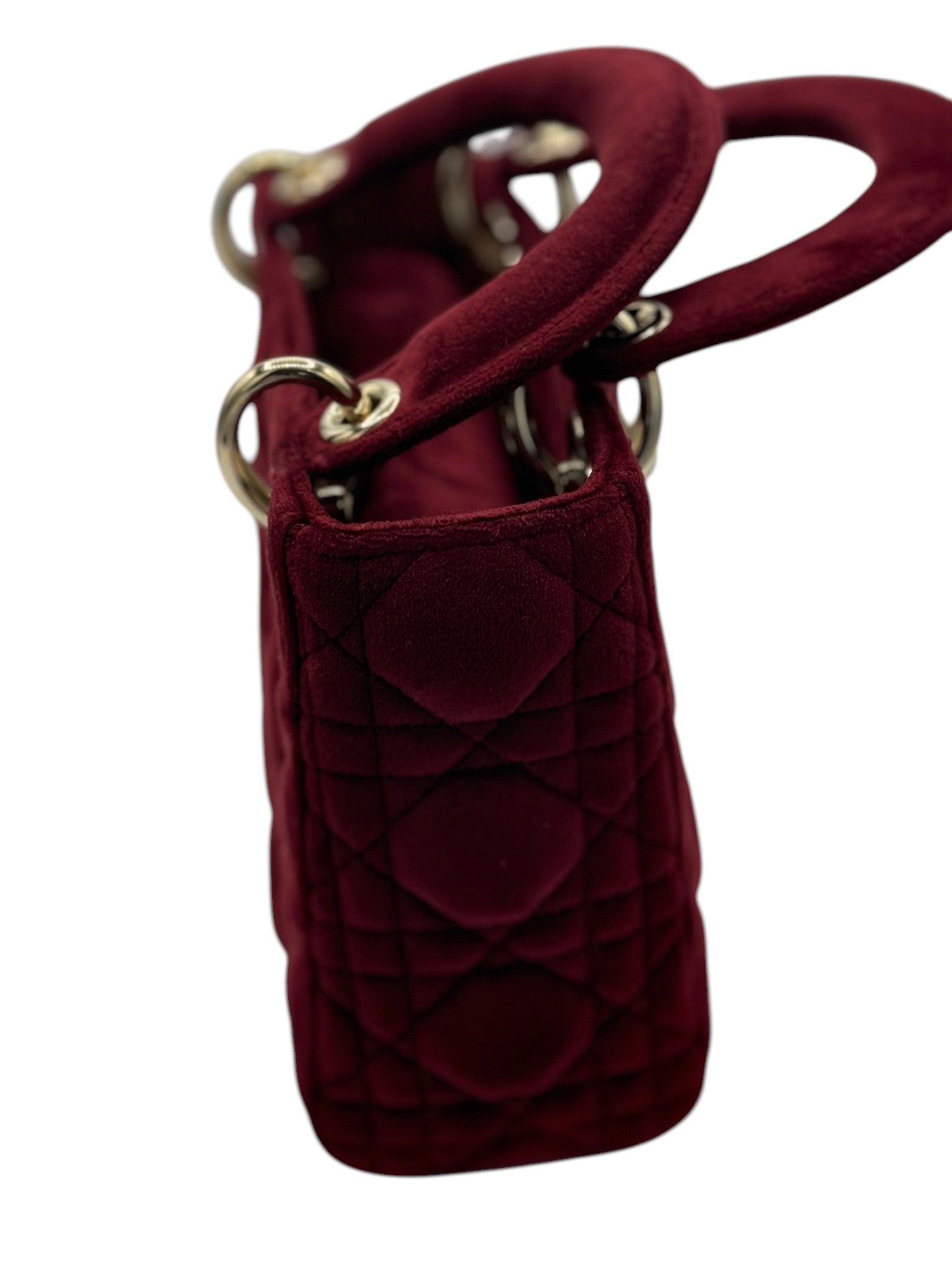 Bolso bandolera Mini Lady Dior Cannage Quilt de terciopelo con adornos de cristal USADO