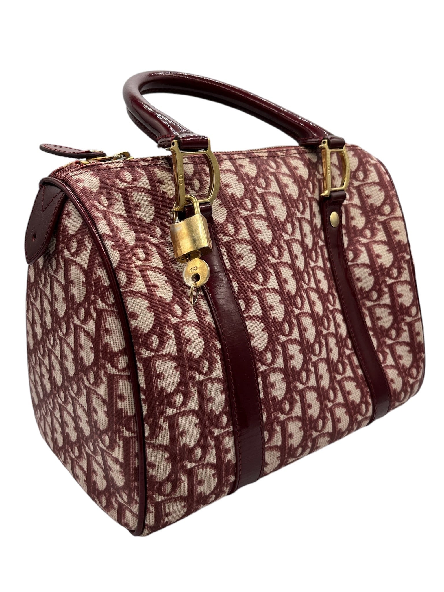 DIOR - Bolso Boston Trotter de PVC en jacquard color burdeos